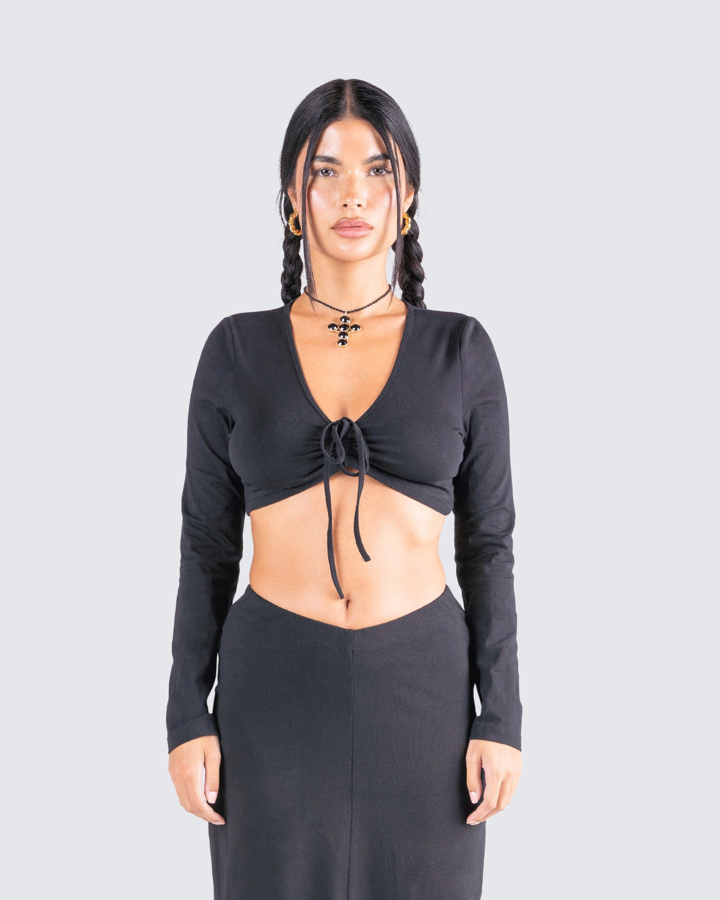 Nadia Black Jersey Top