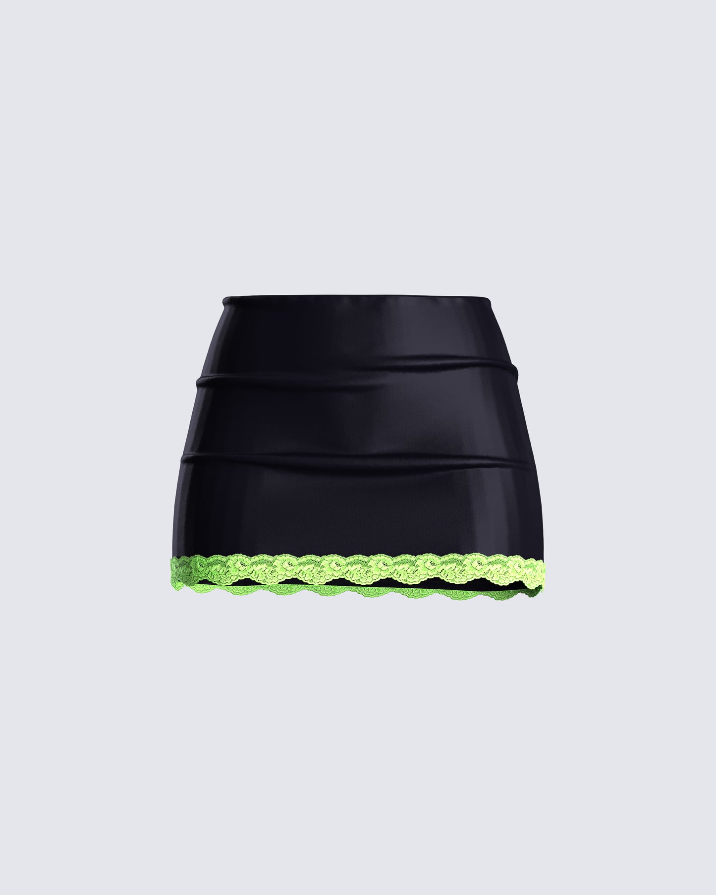Nadya Black Satin Mini Skirt 3d product front