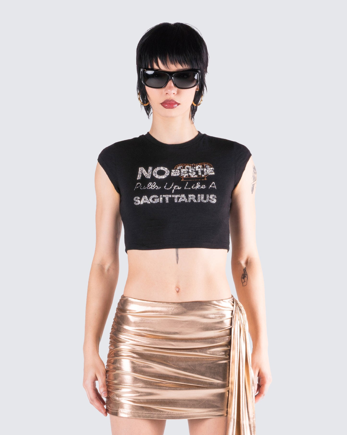 Naja Black Sagittarius Graphic Top model front
