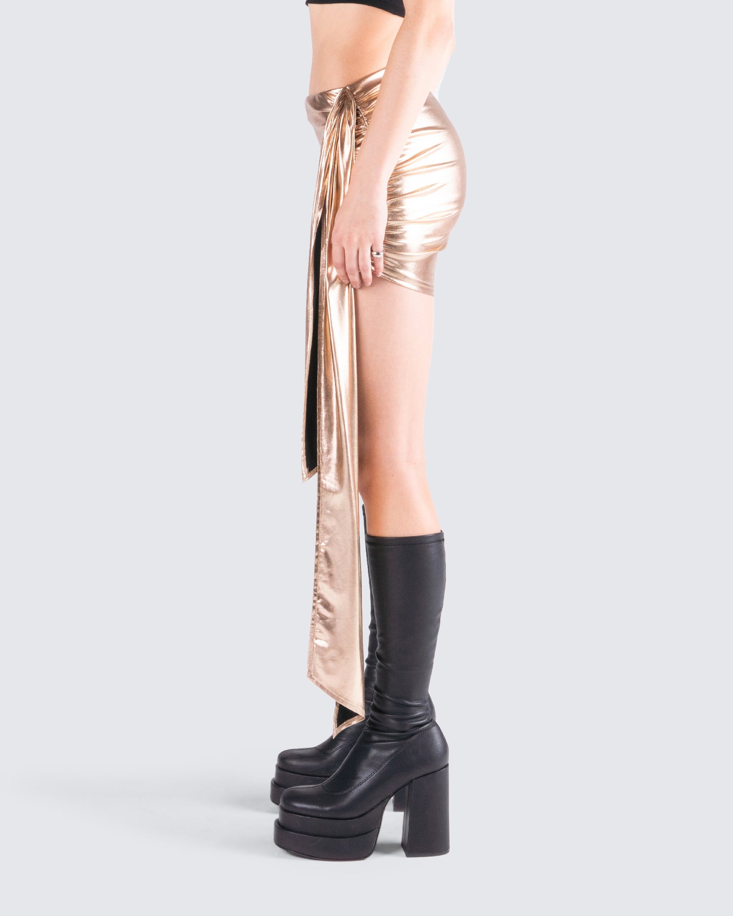 Bianca Metallic Gold Drape Skirt