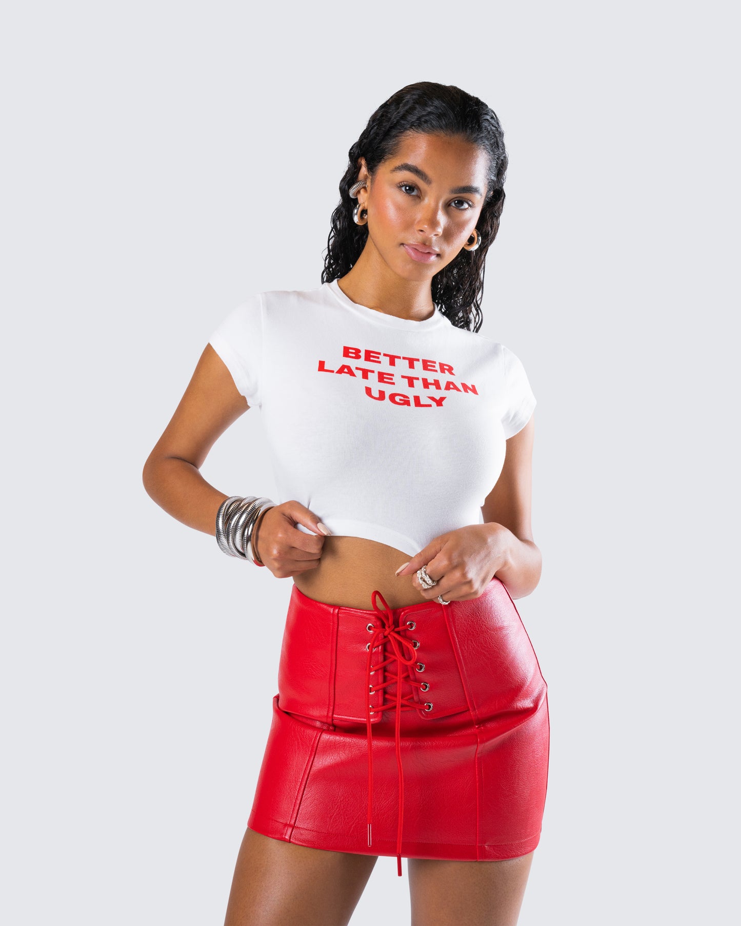 Nat White Jersey Graphic Top