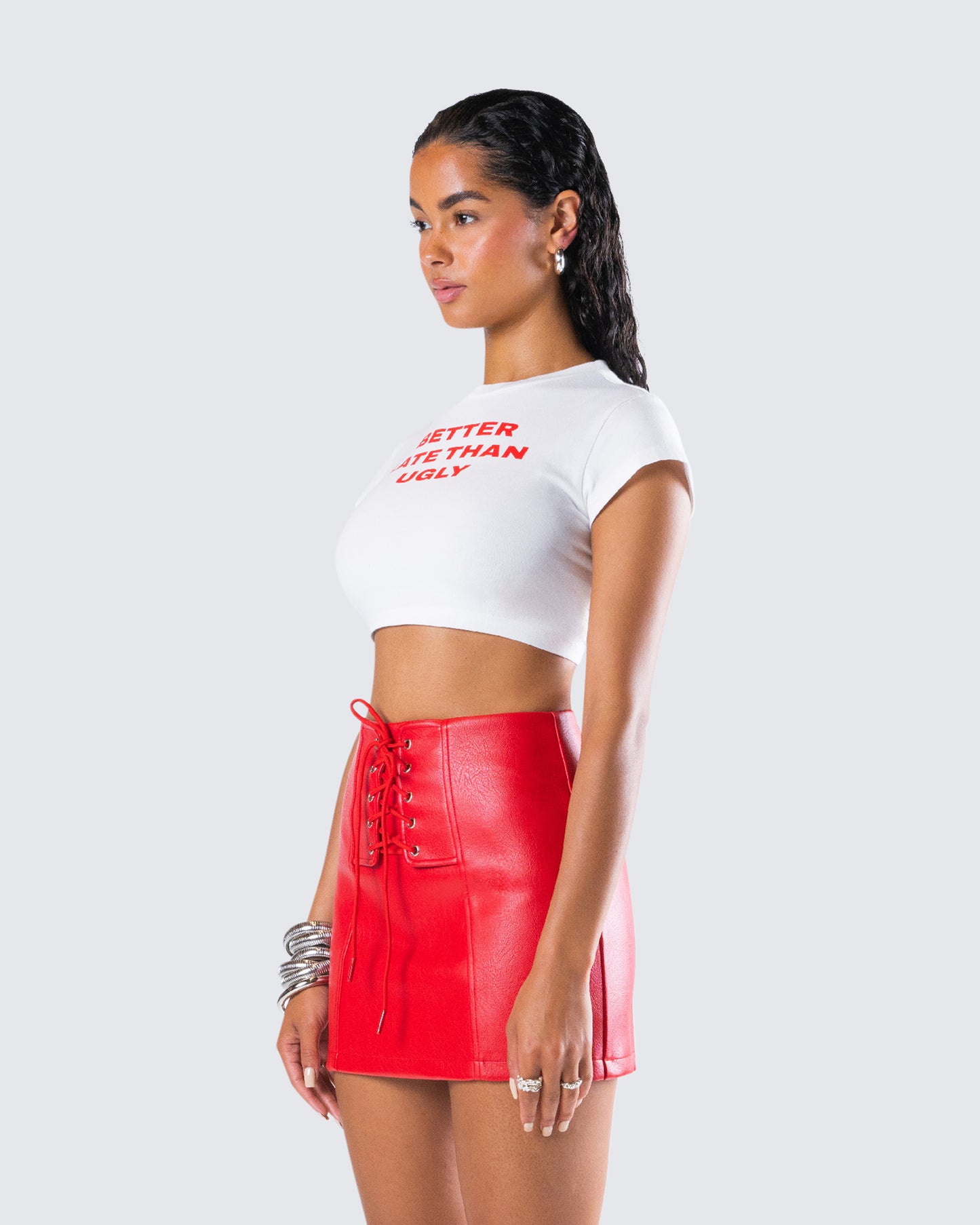 Nat White Jersey Graphic Top