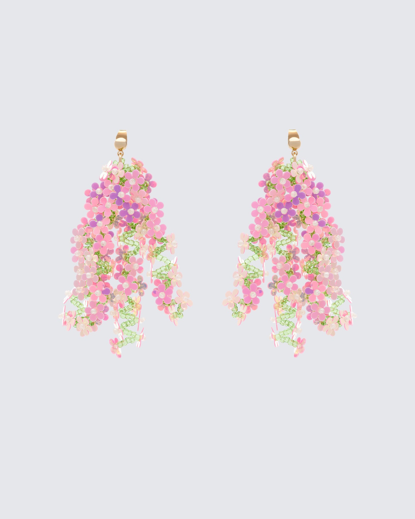 Neriel Pink Floral Chandelier Earrings