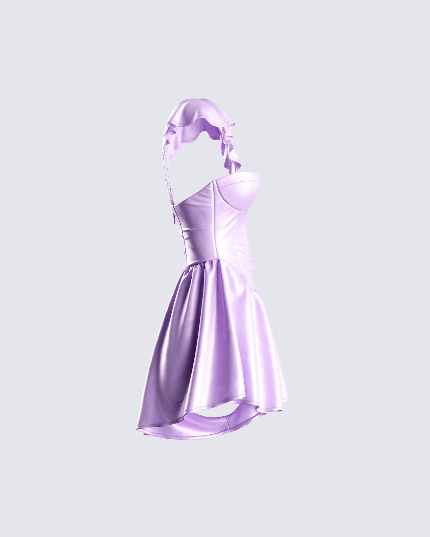 Nett Lavender Satin Ruffle Romper