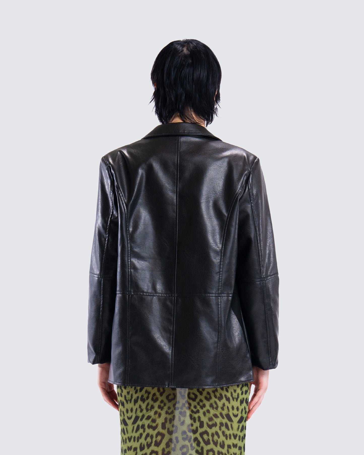 Nika Black Vegan Leather Blazer