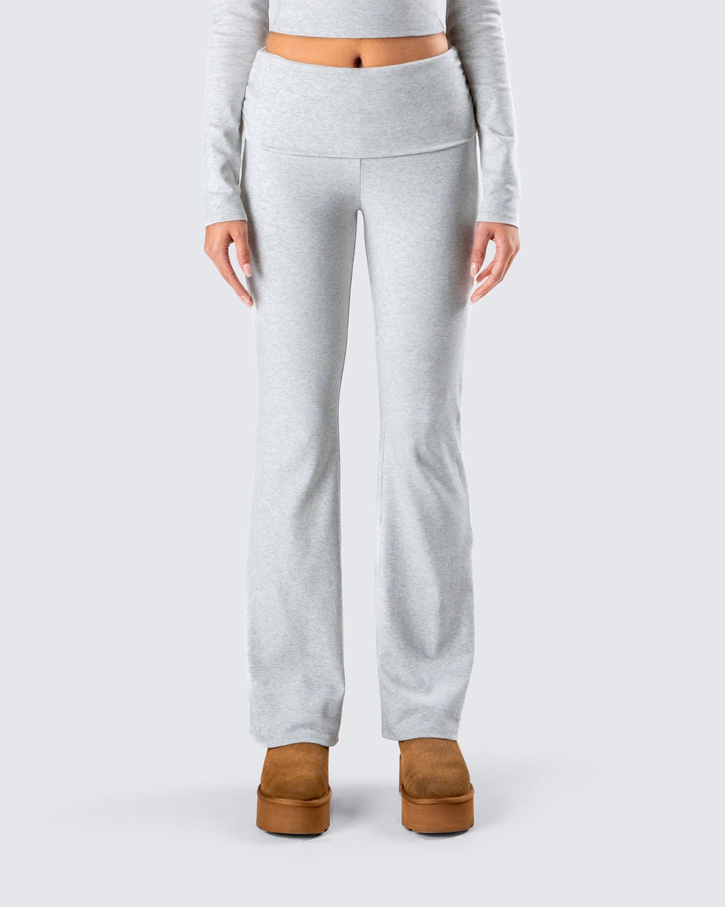 Noam Heather Grey Foldover Legging model front