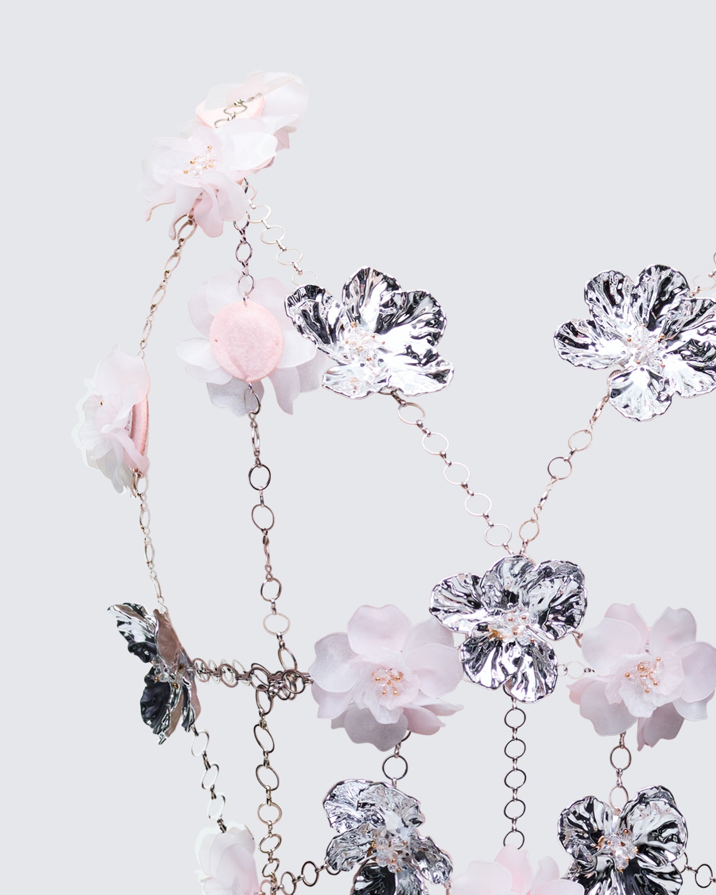 Noire Pink And Silver Corsage Chain Harness
