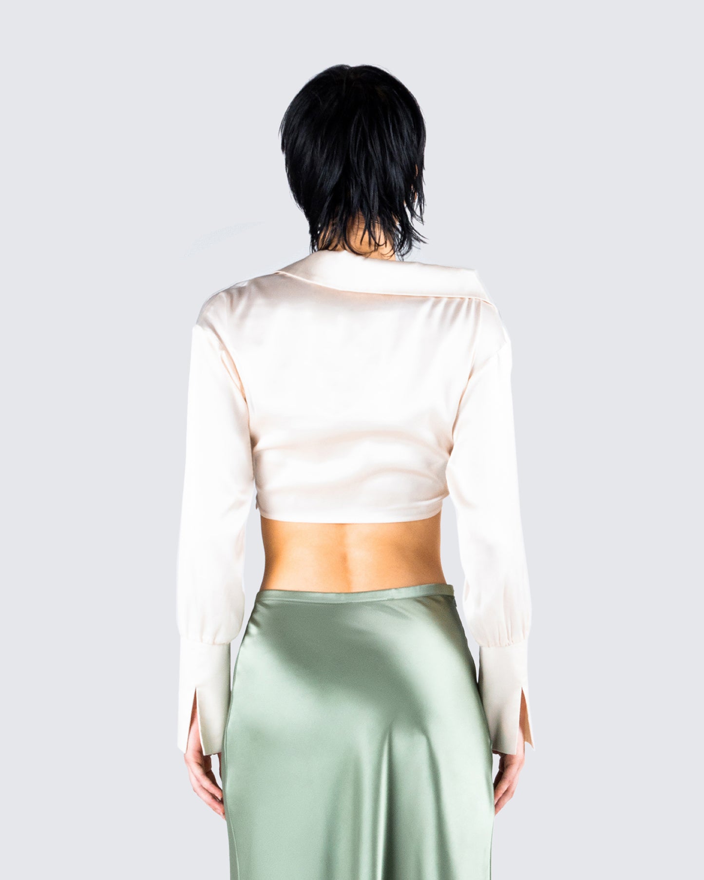 Noor Ivory Knotted Blouse Top