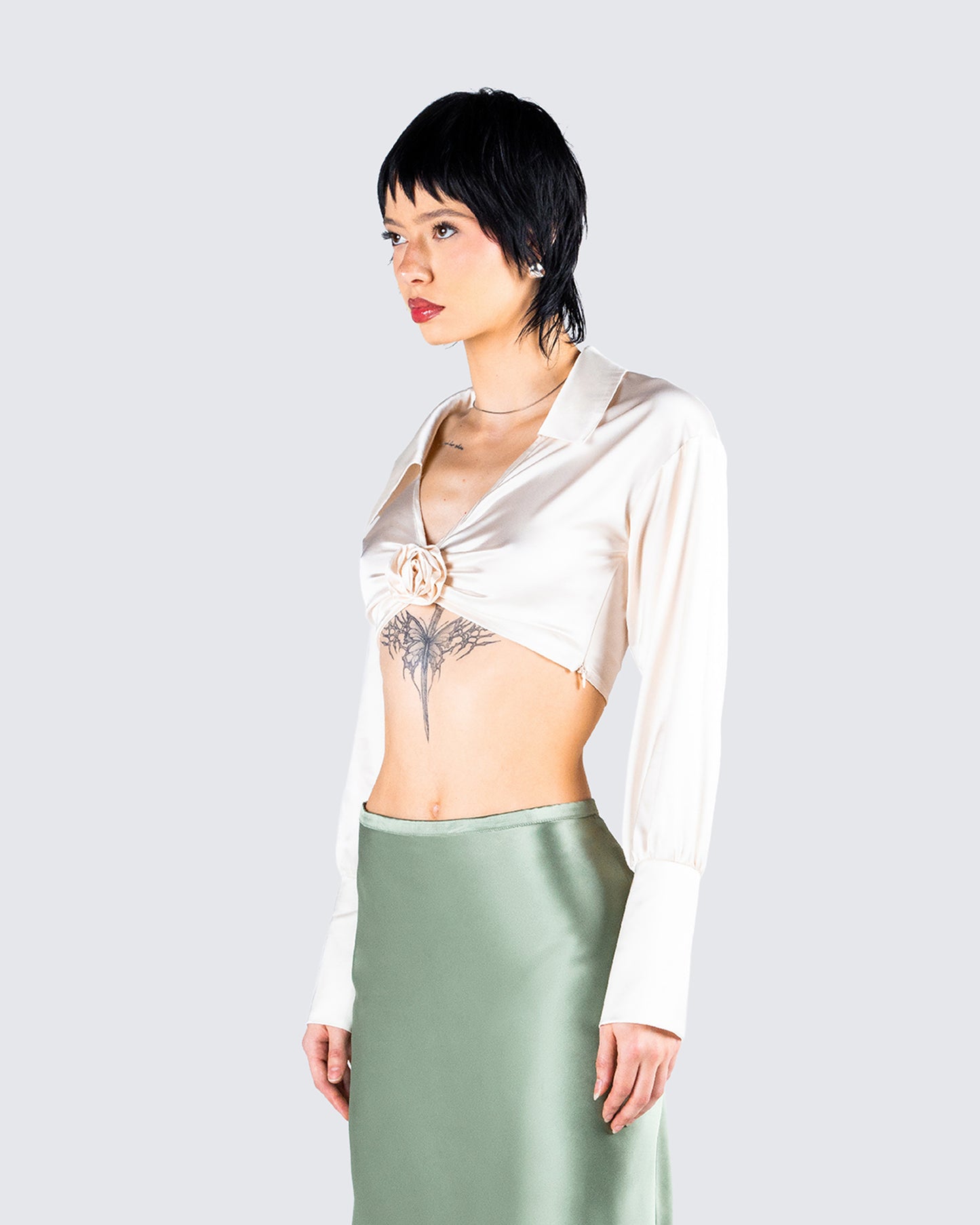 Noor Ivory Knotted Blouse Top
