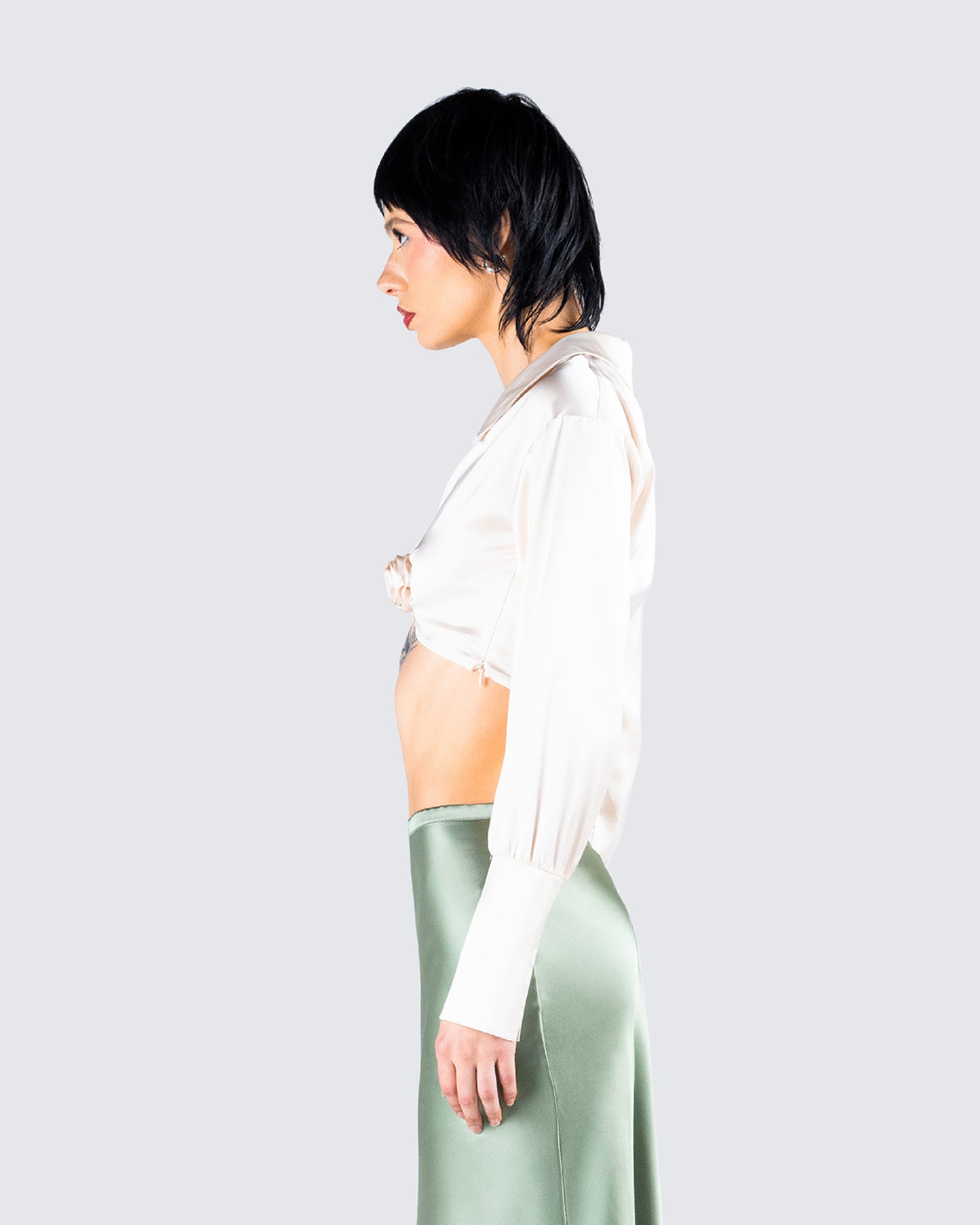 Noor Ivory Knotted Blouse Top