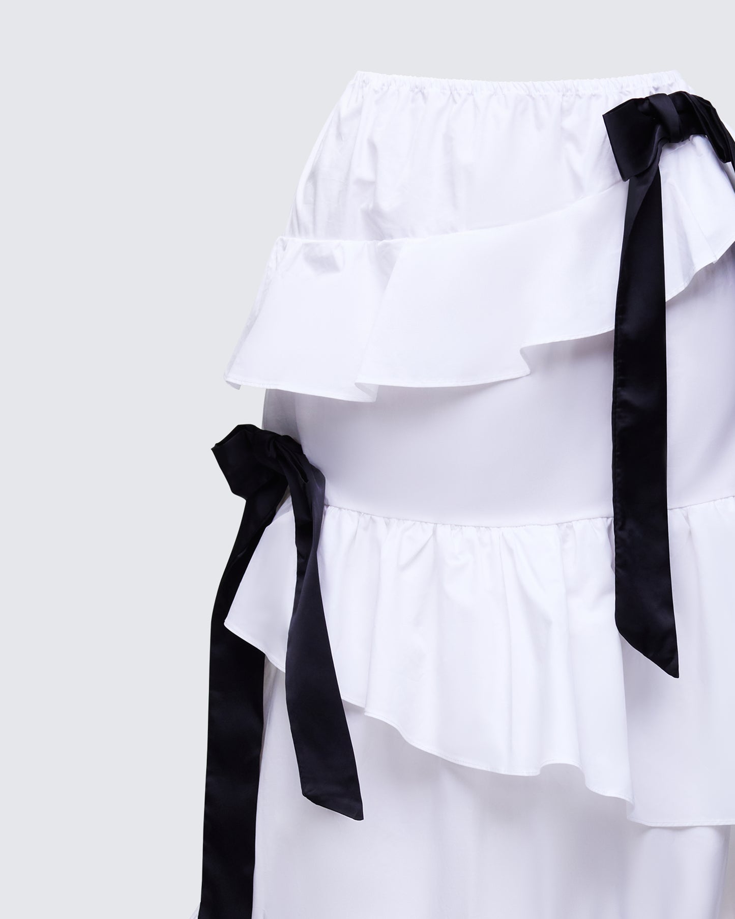 Noura White Poplin Tiered Maxi Skirt