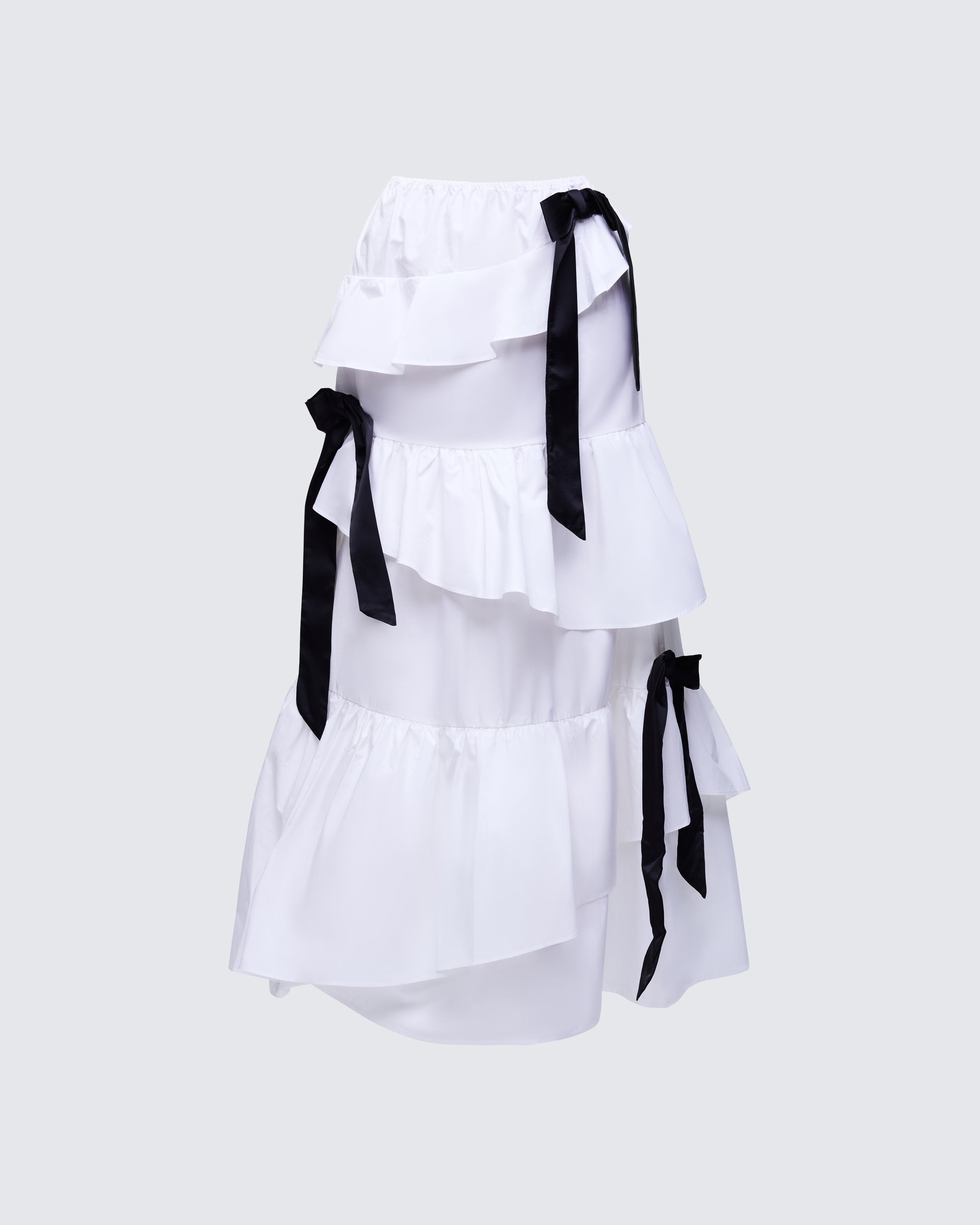 Noura White Poplin Tiered Maxi Skirt product front