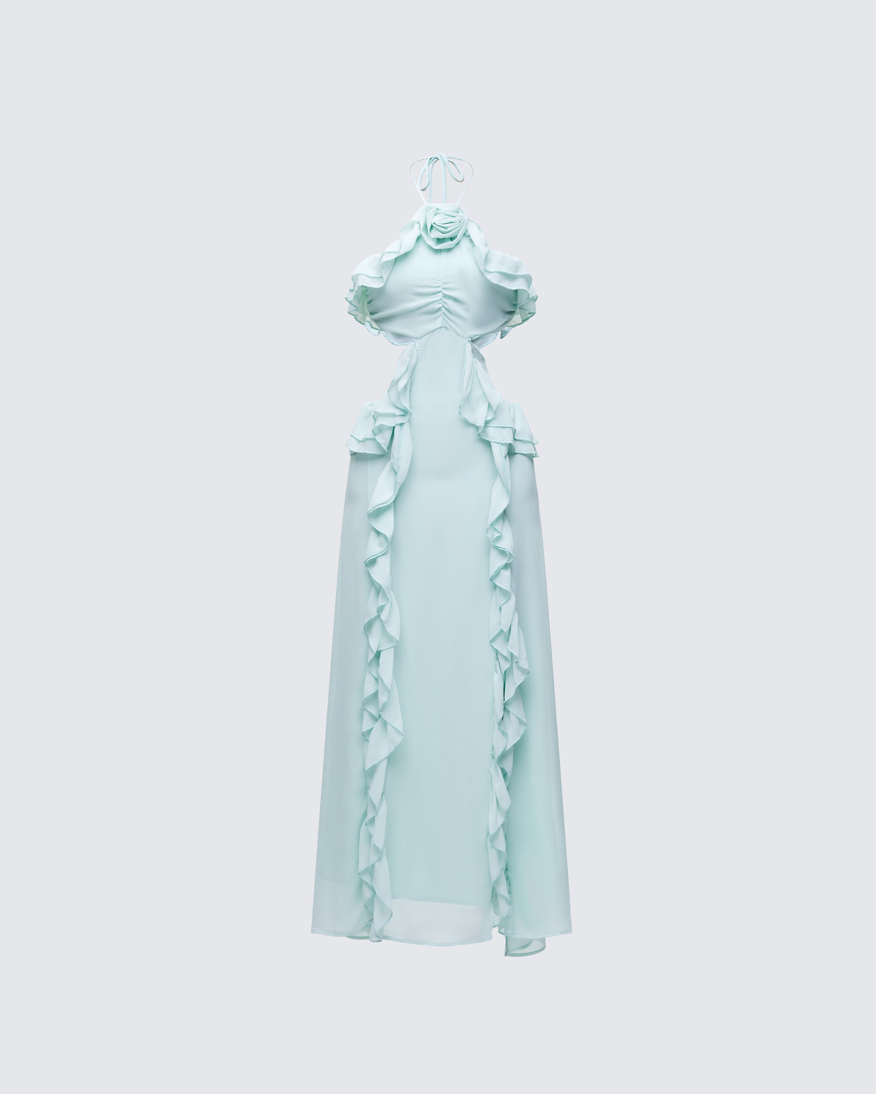 Blue Ruffle Tiered Maxi Dress