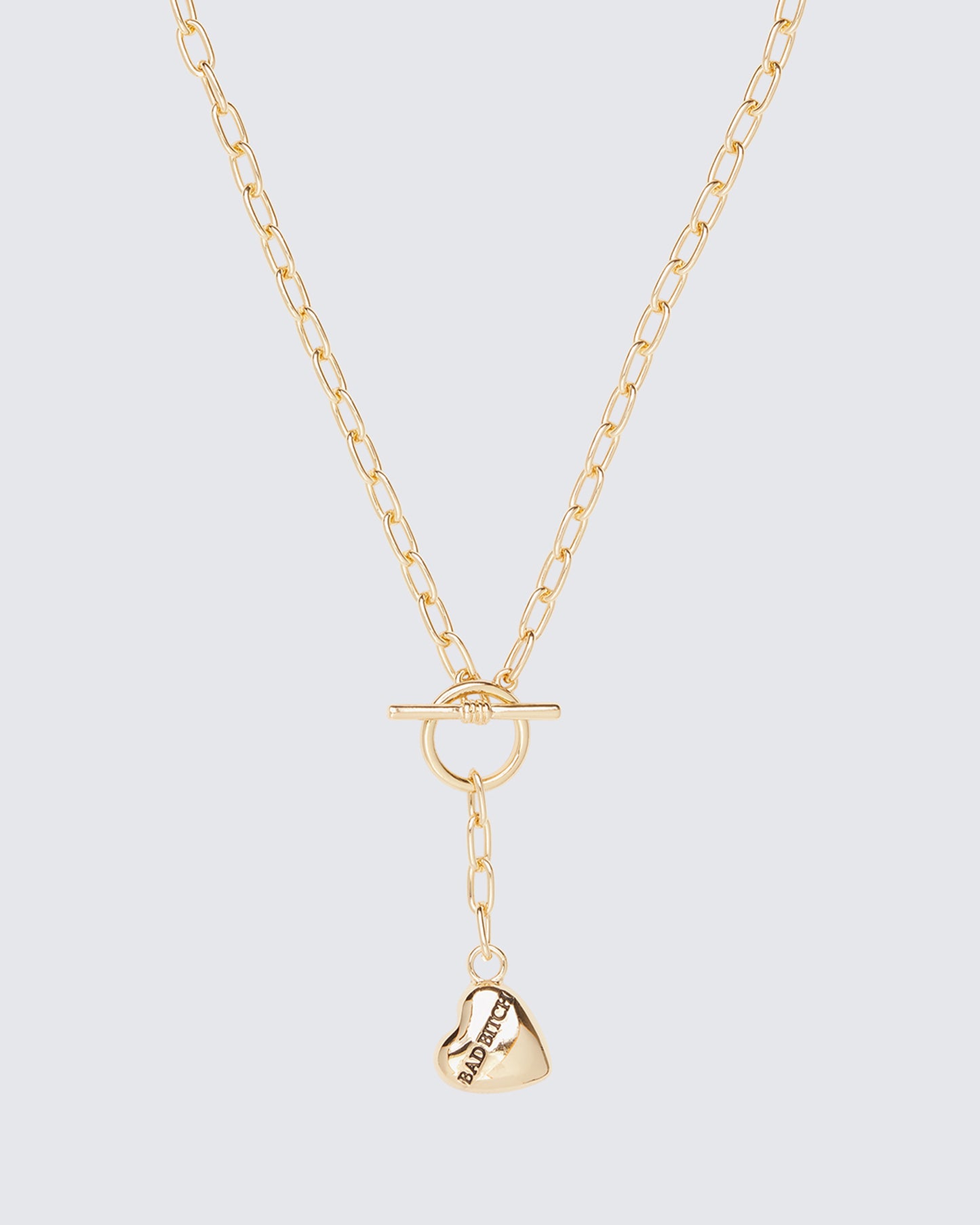 Odetta Gold T-Bar Heart Pendant Necklace