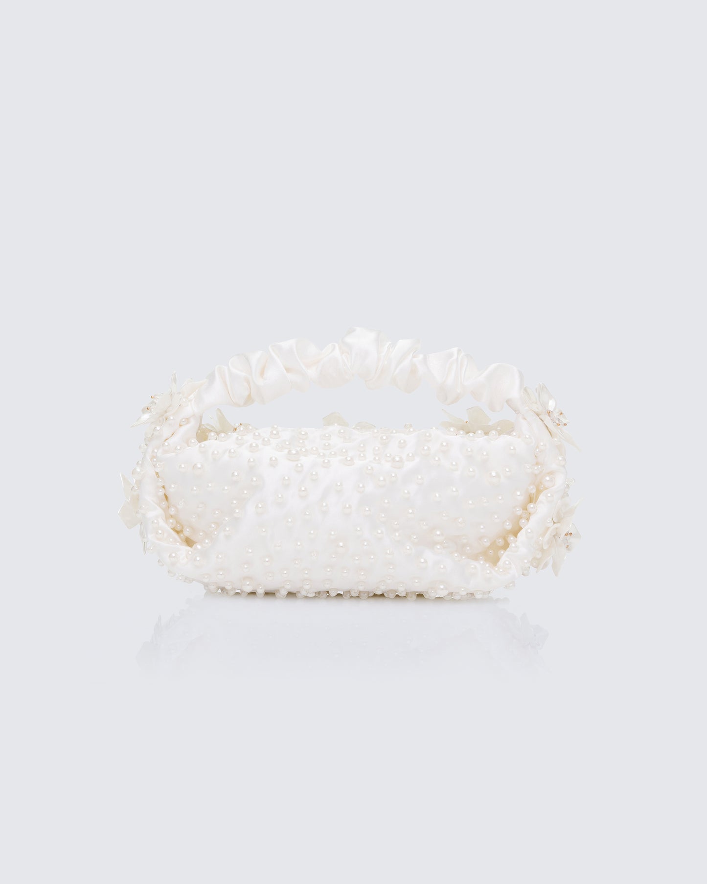 Opal Ivory Satin Sculpted Flower Grab Bag