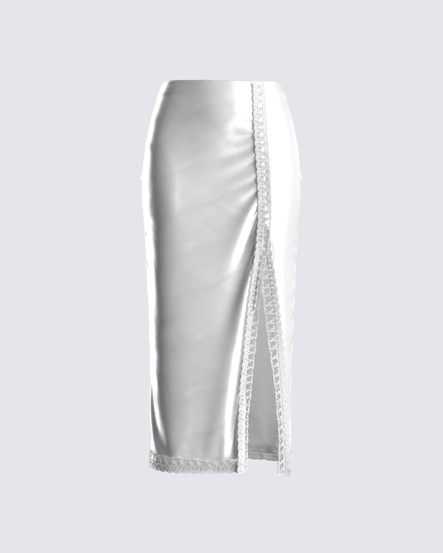 Orana White Satin Lace Skirt 3d product front