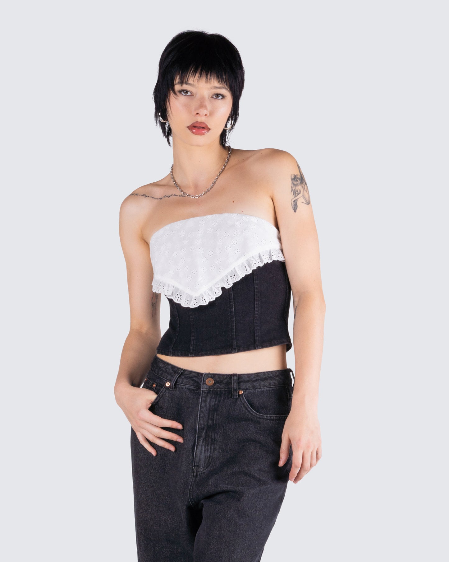 Padma Multi Eyelet Denim Tube Top