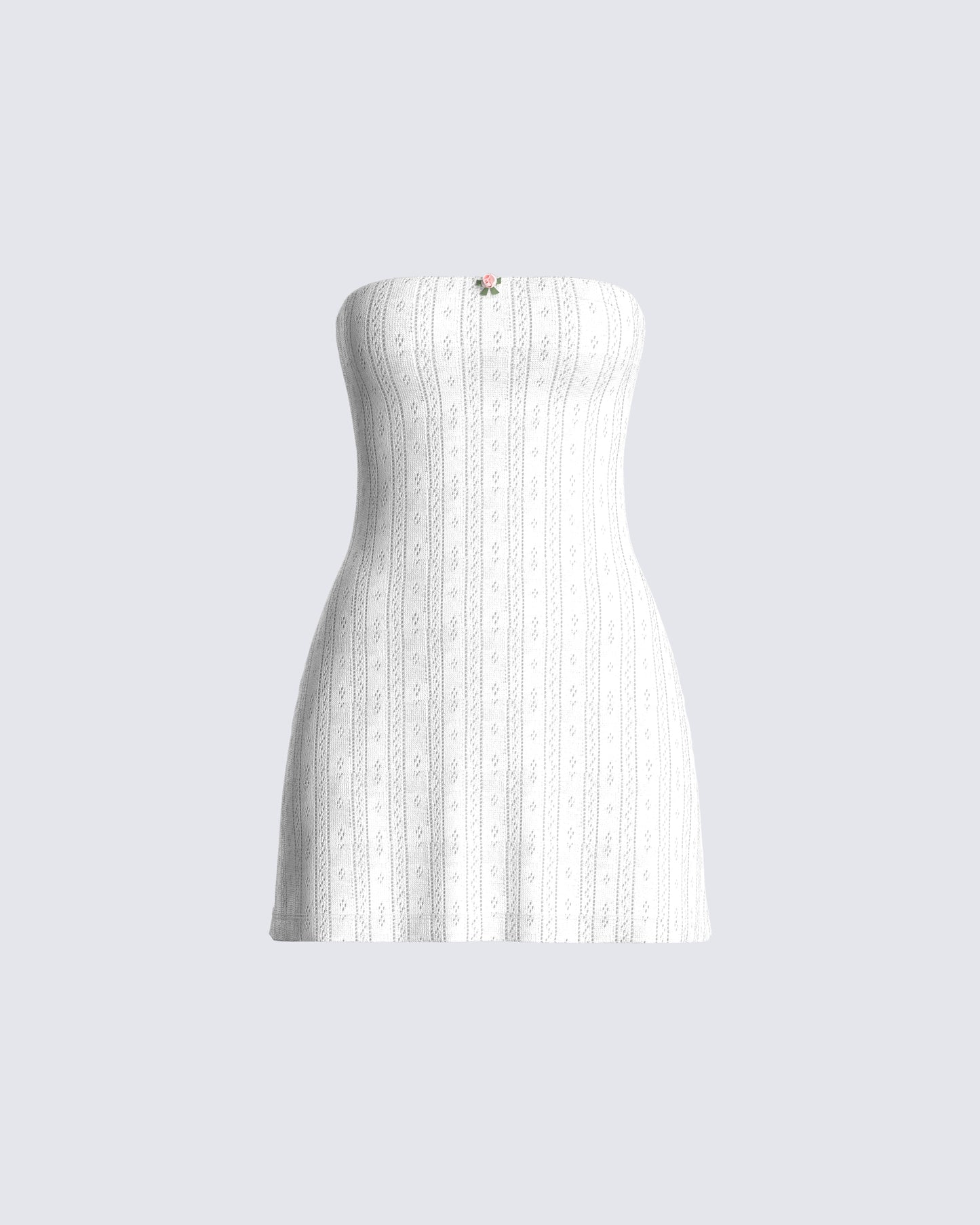 Paloma White Pointelle Mini Dress 3d product front