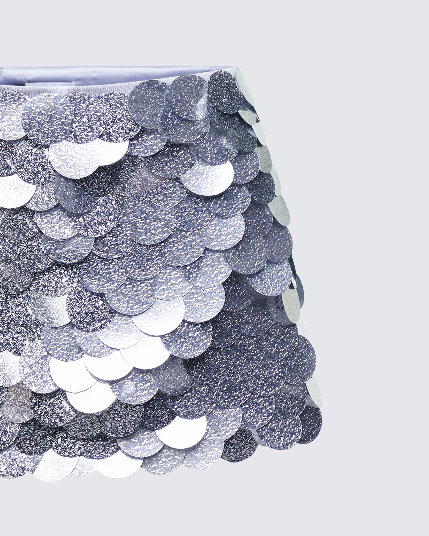 Pearle Silver Disc Sequin Mini Skirt