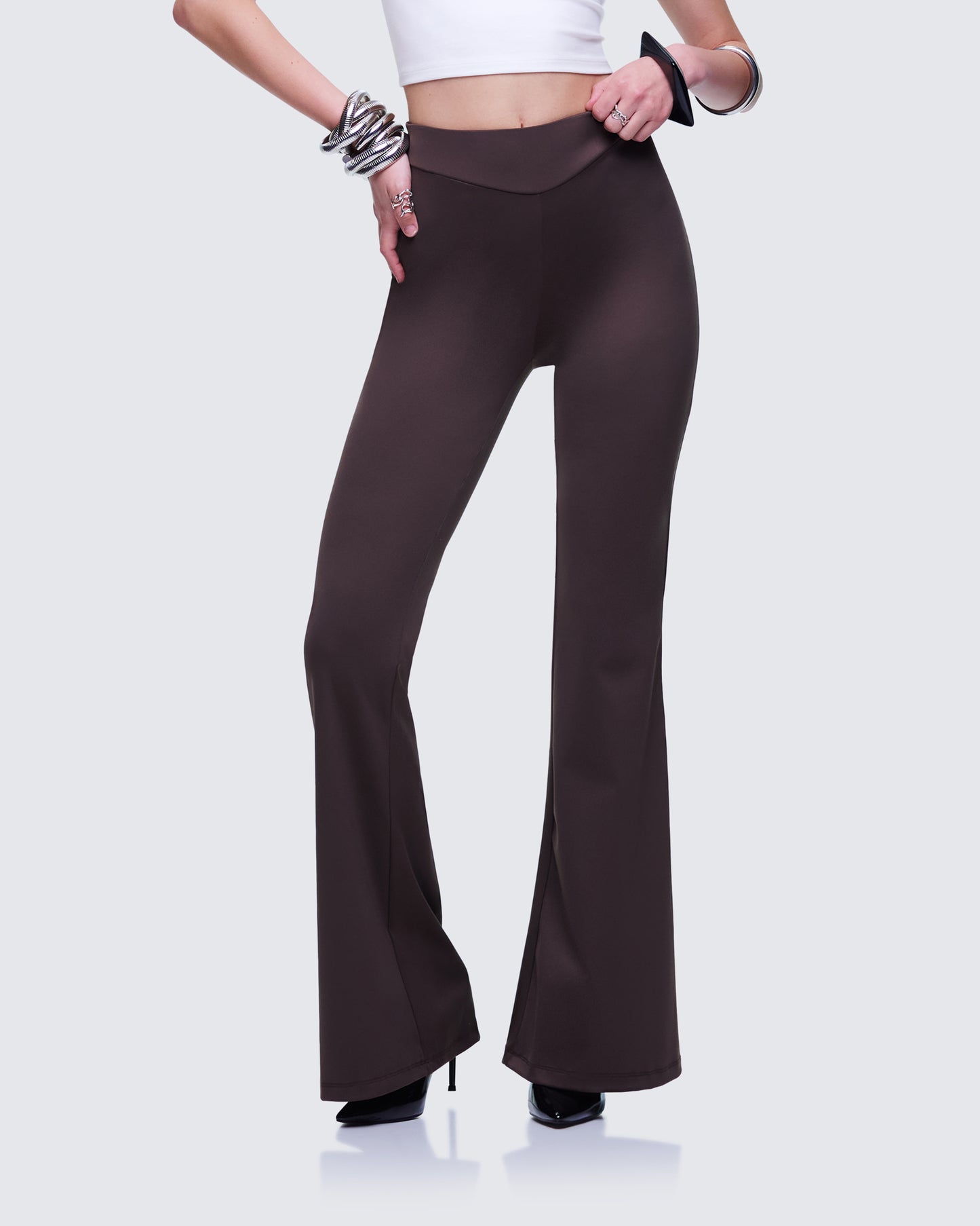 Quintessa Brown Ruched Back Flare Pants