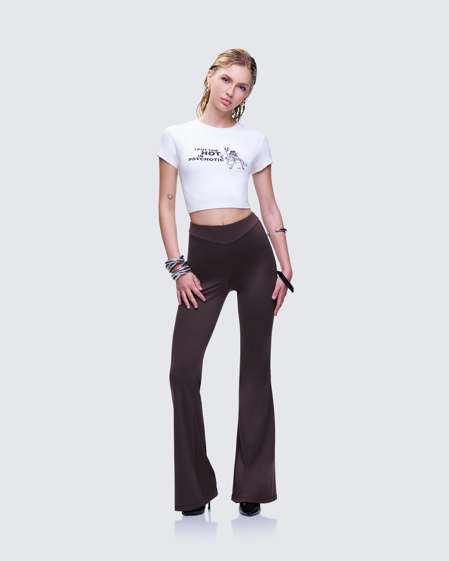 Quintessa Brown Ruched Back Flare Pants