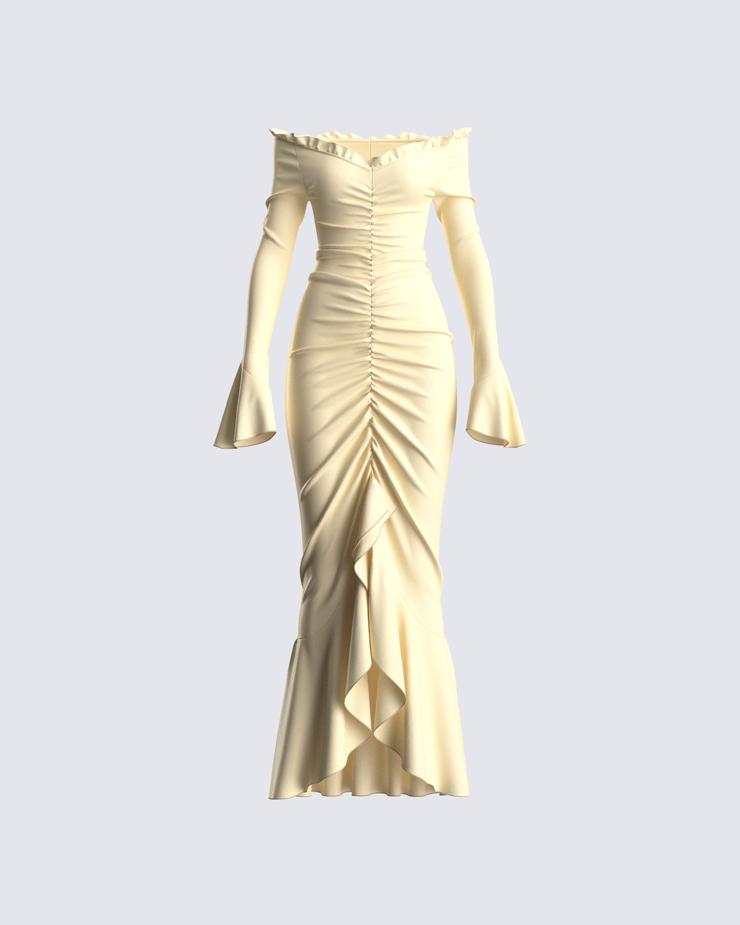 Rafella Yellow Off Shoulder Dress 3d product front