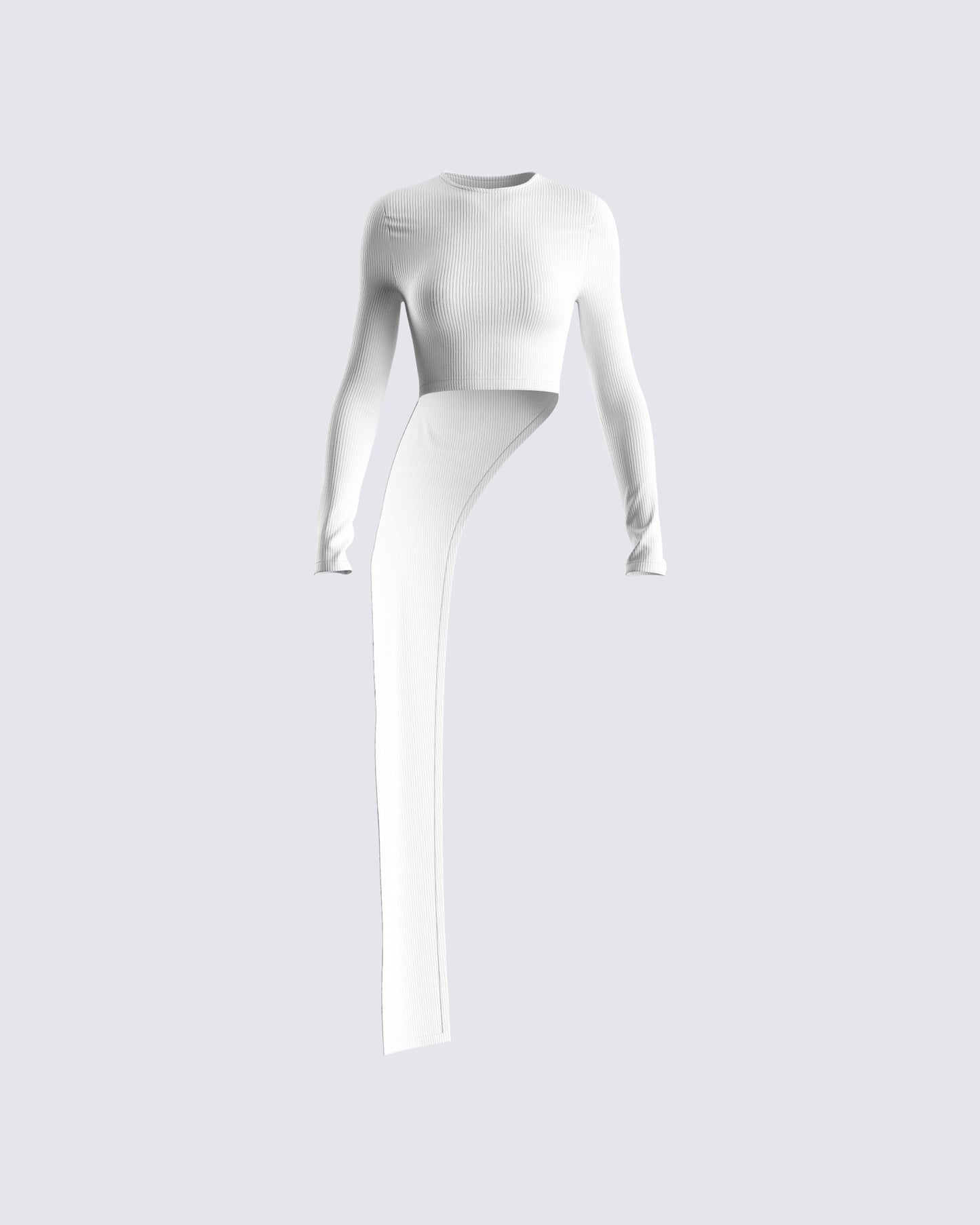 Rami White Rib Long Sleeve Top 3d product front