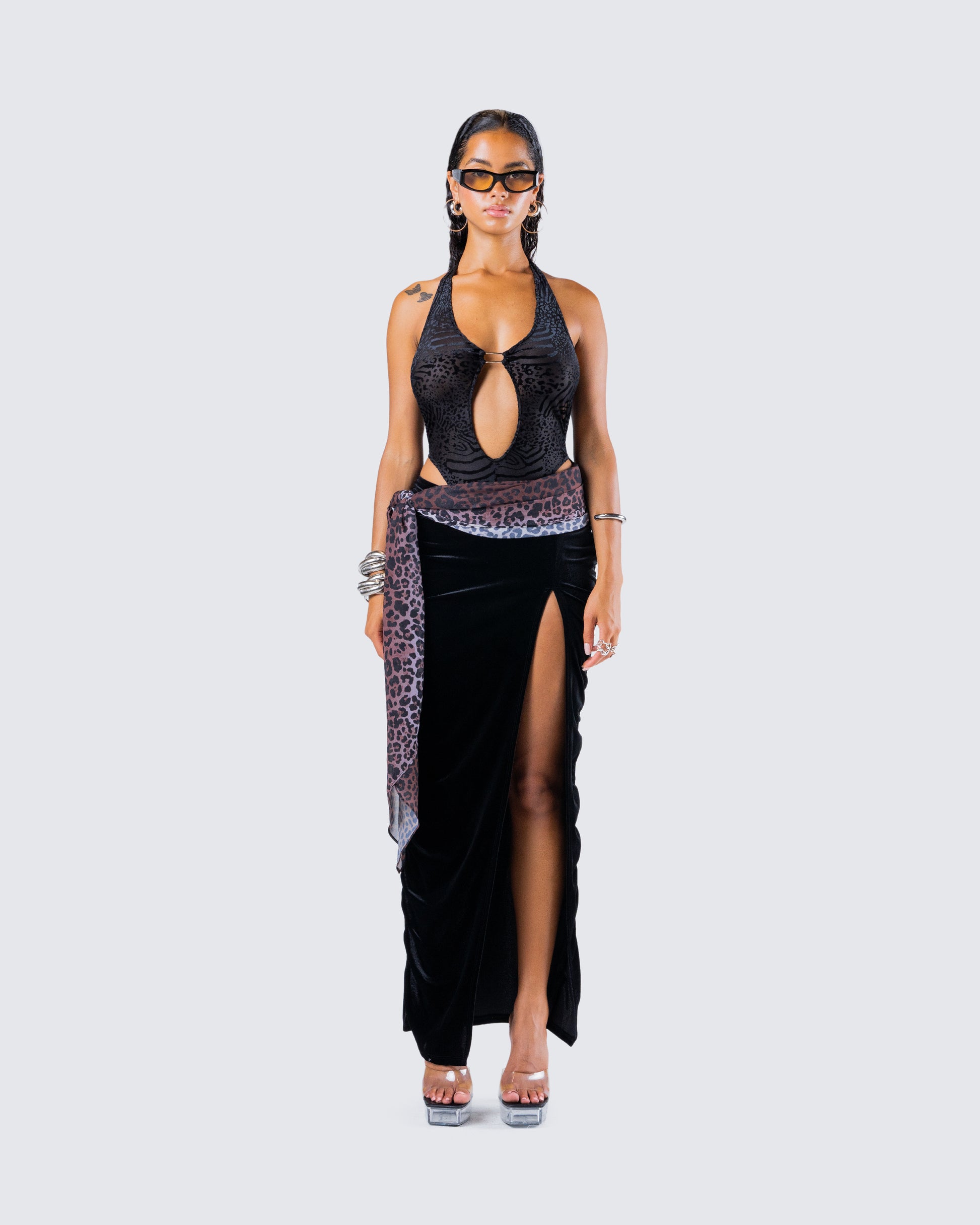 Raquel Animal Print Maxi Set model front