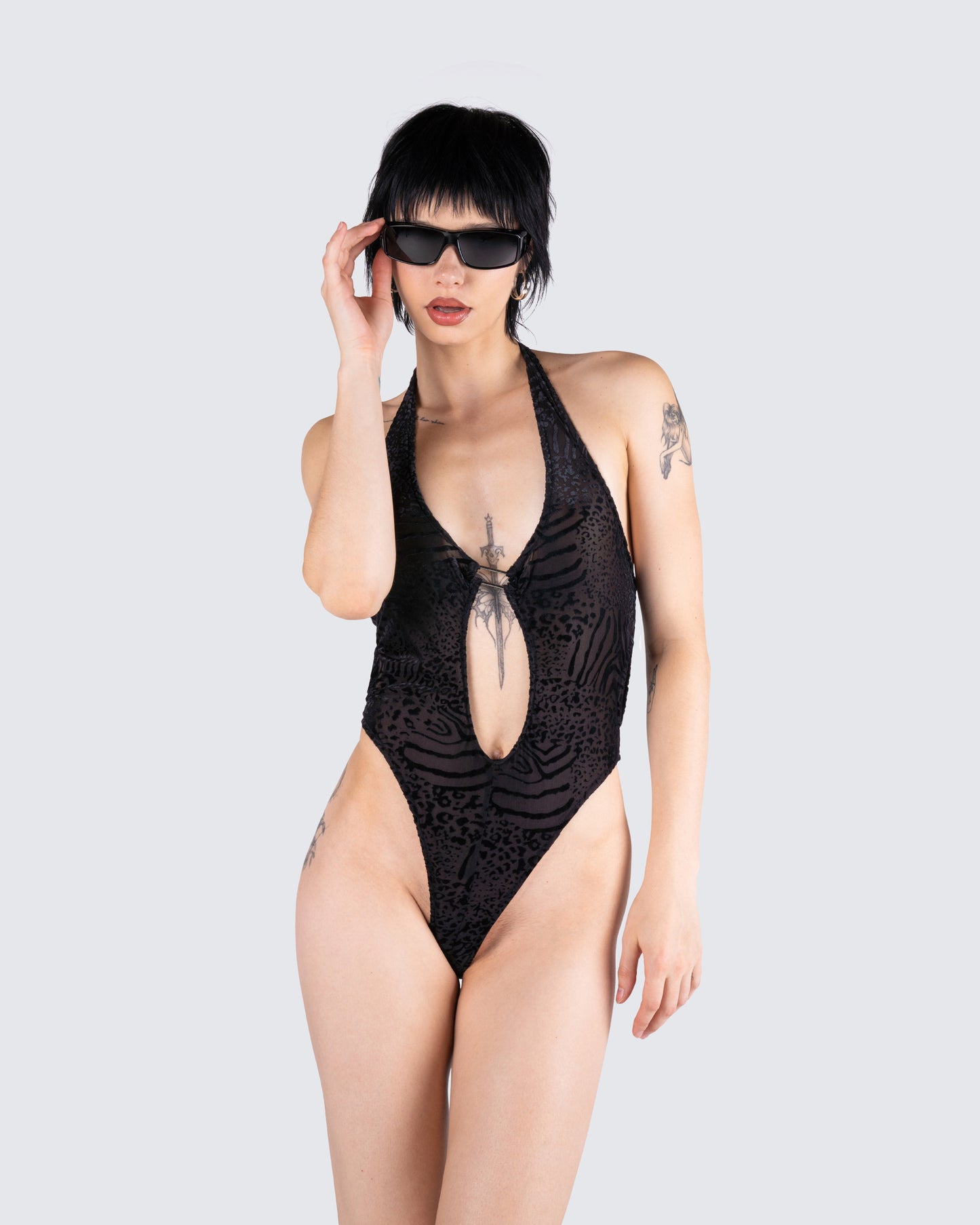 Raquel Black Animal Print Bodysuit