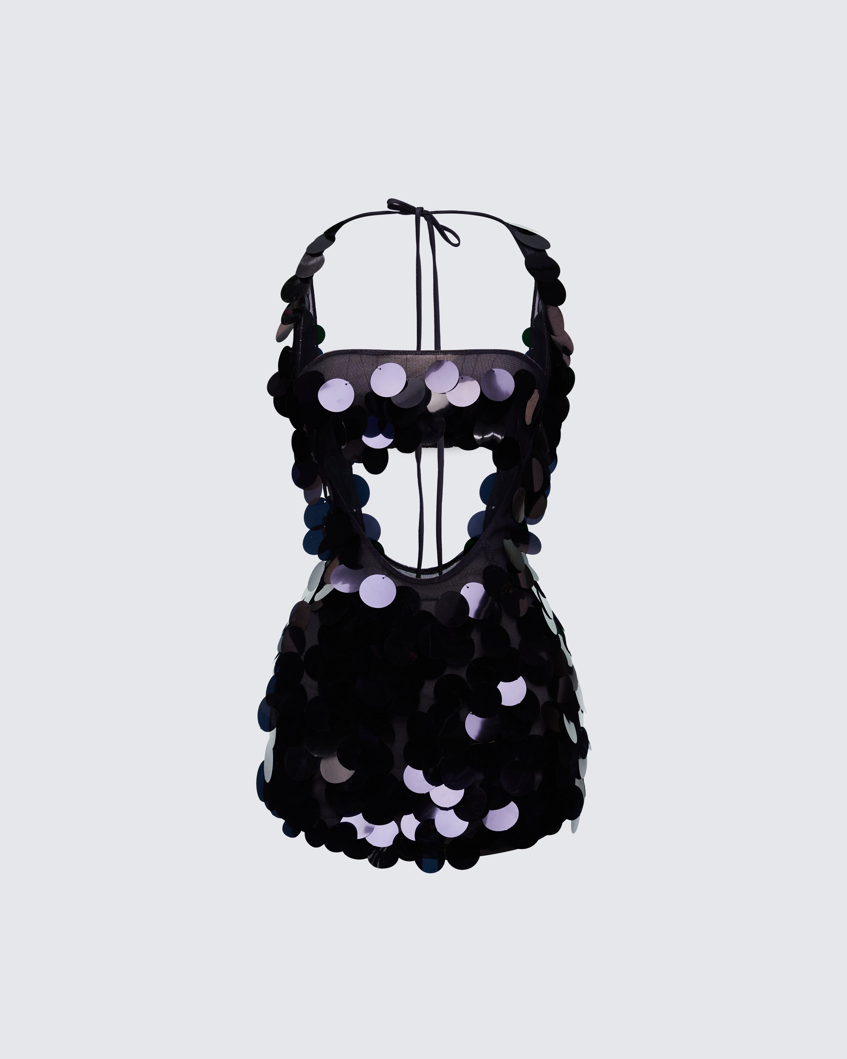 Black Sequin Cut Out Mini Dress - Halter Party FINESSE Black Sequin Cut Out Mini Dress - Halter Party FINESSE
