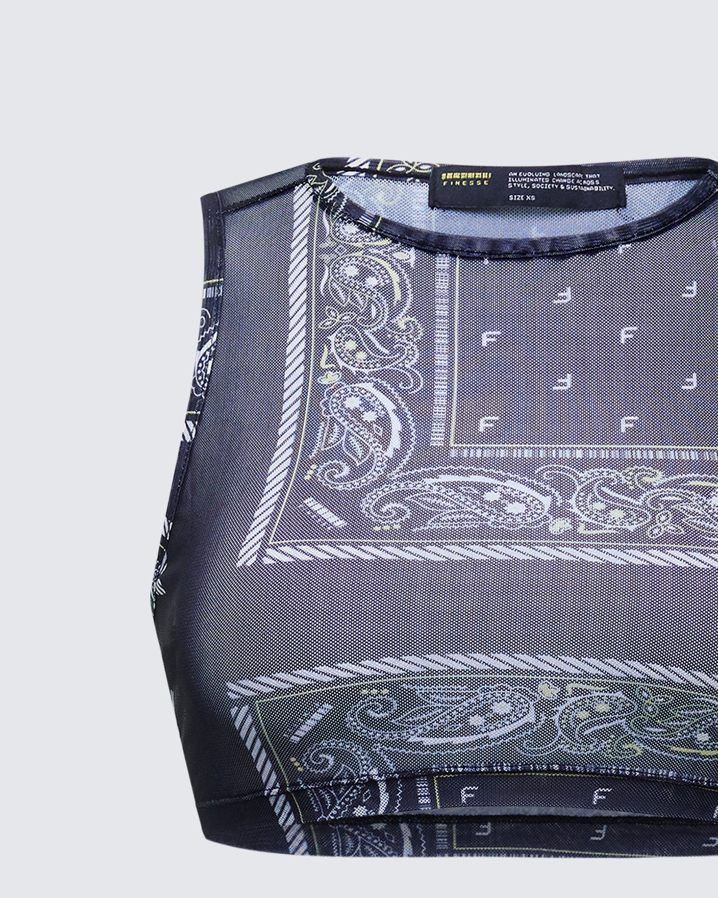 Rikku Black Bandana Mesh Crop Top