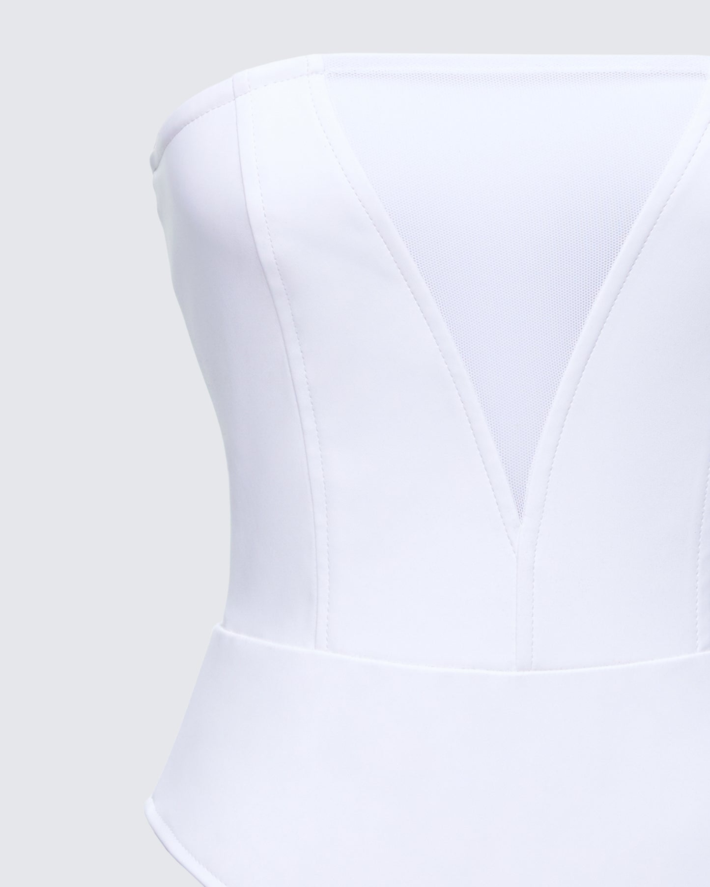 Rilena White Vegan Leather Strapless Bodysuit