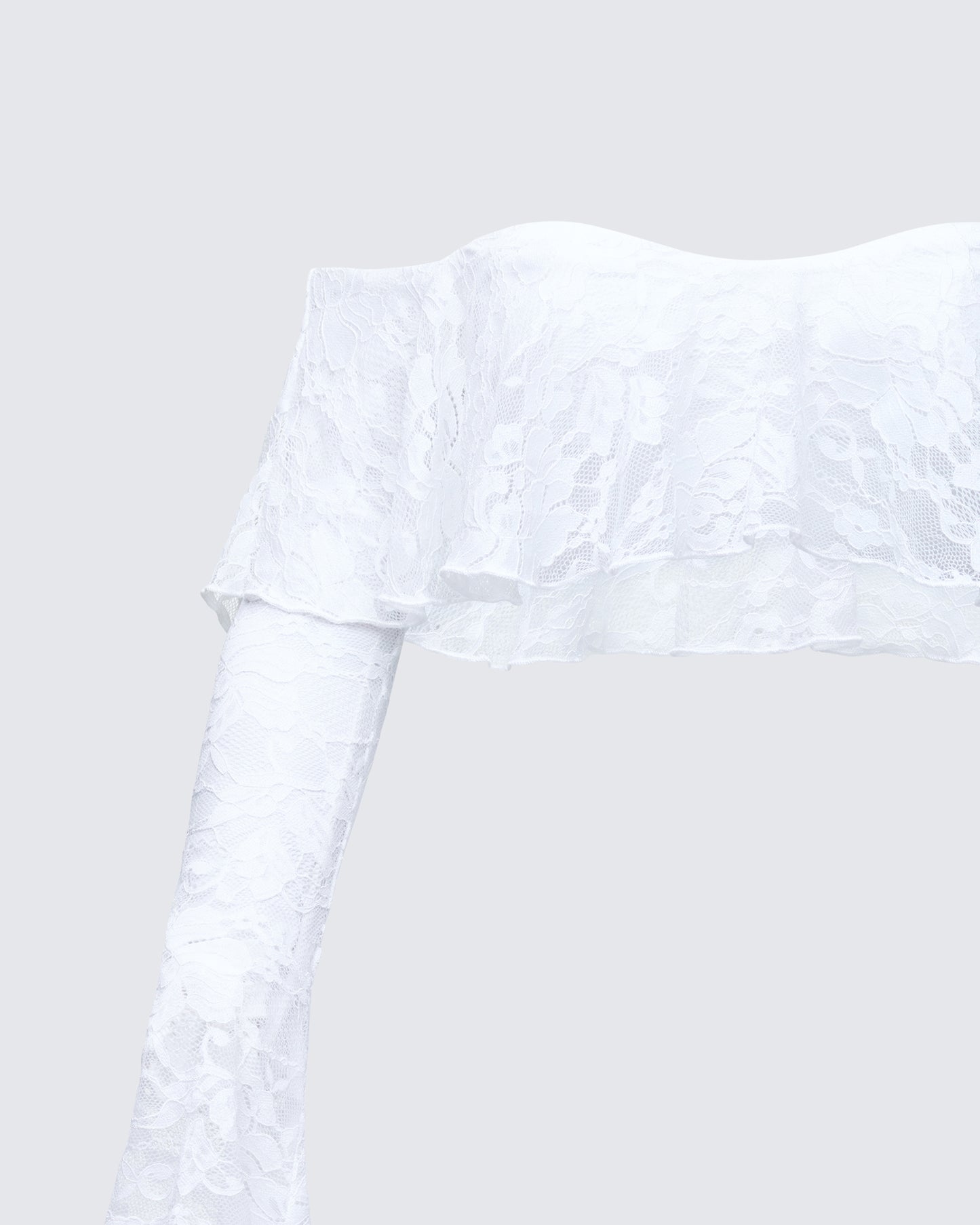 Rina White Lace Ruffle Bandeau Top