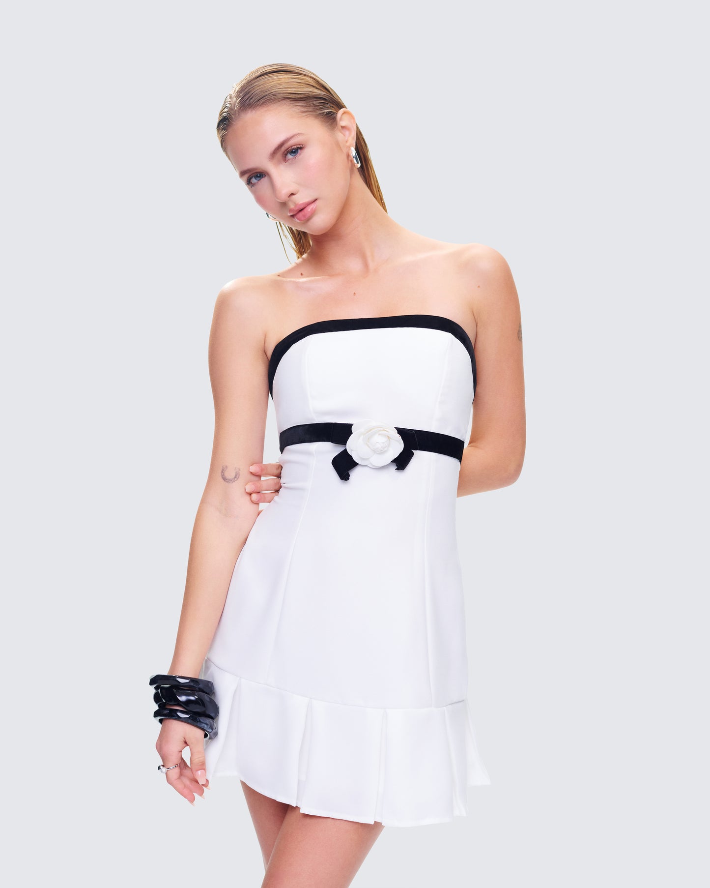 Roma White Strapless Mini Dress