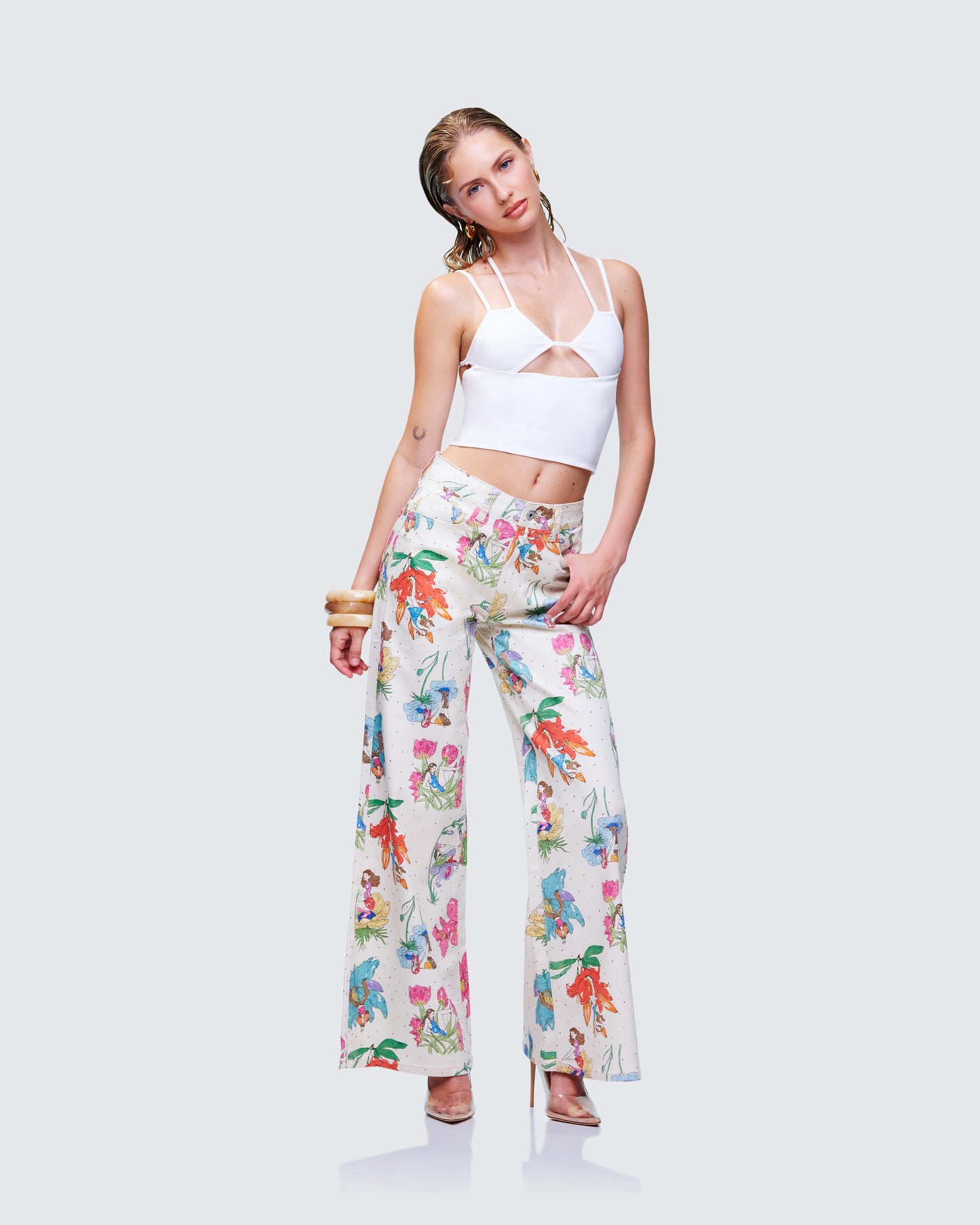 Romina White Button Though Cami Top