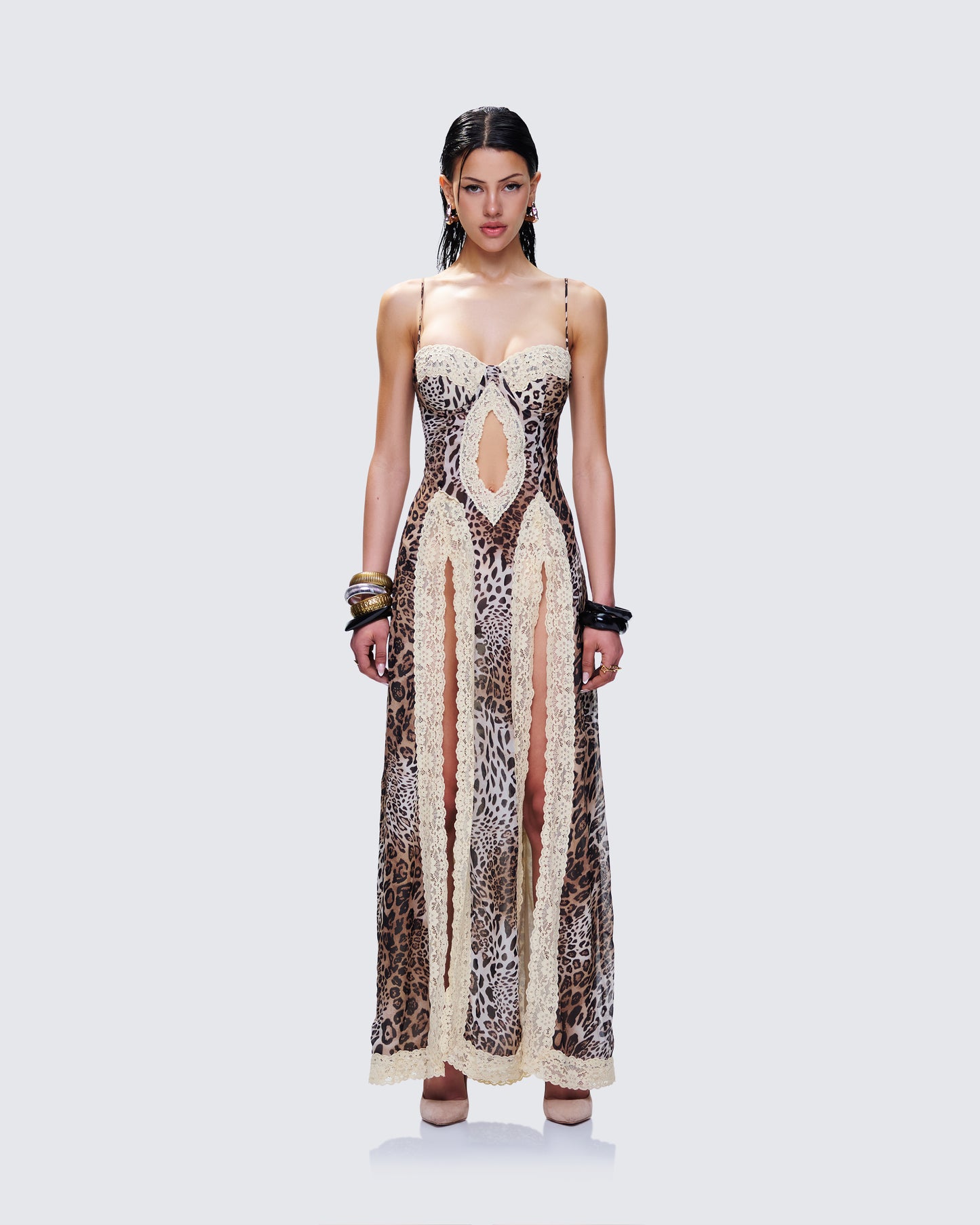 Royan Leopard Print Maxi Dress model front
