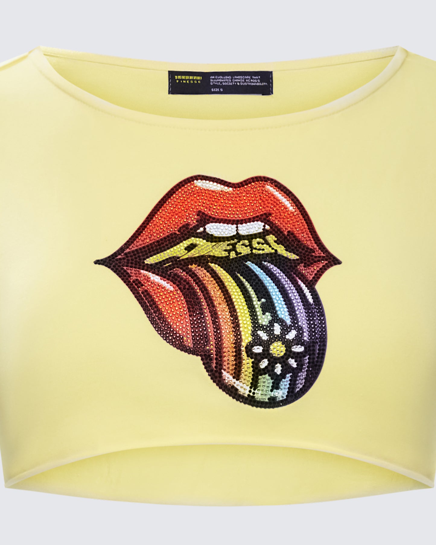 Rubina Yellow Graphic Crop Top
