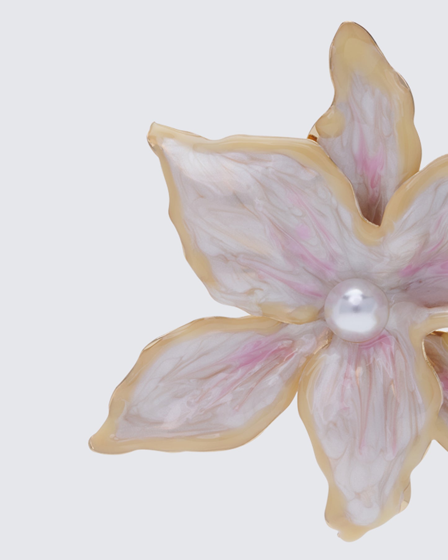 Sabira Ecru Orchid Earrings - close up detail