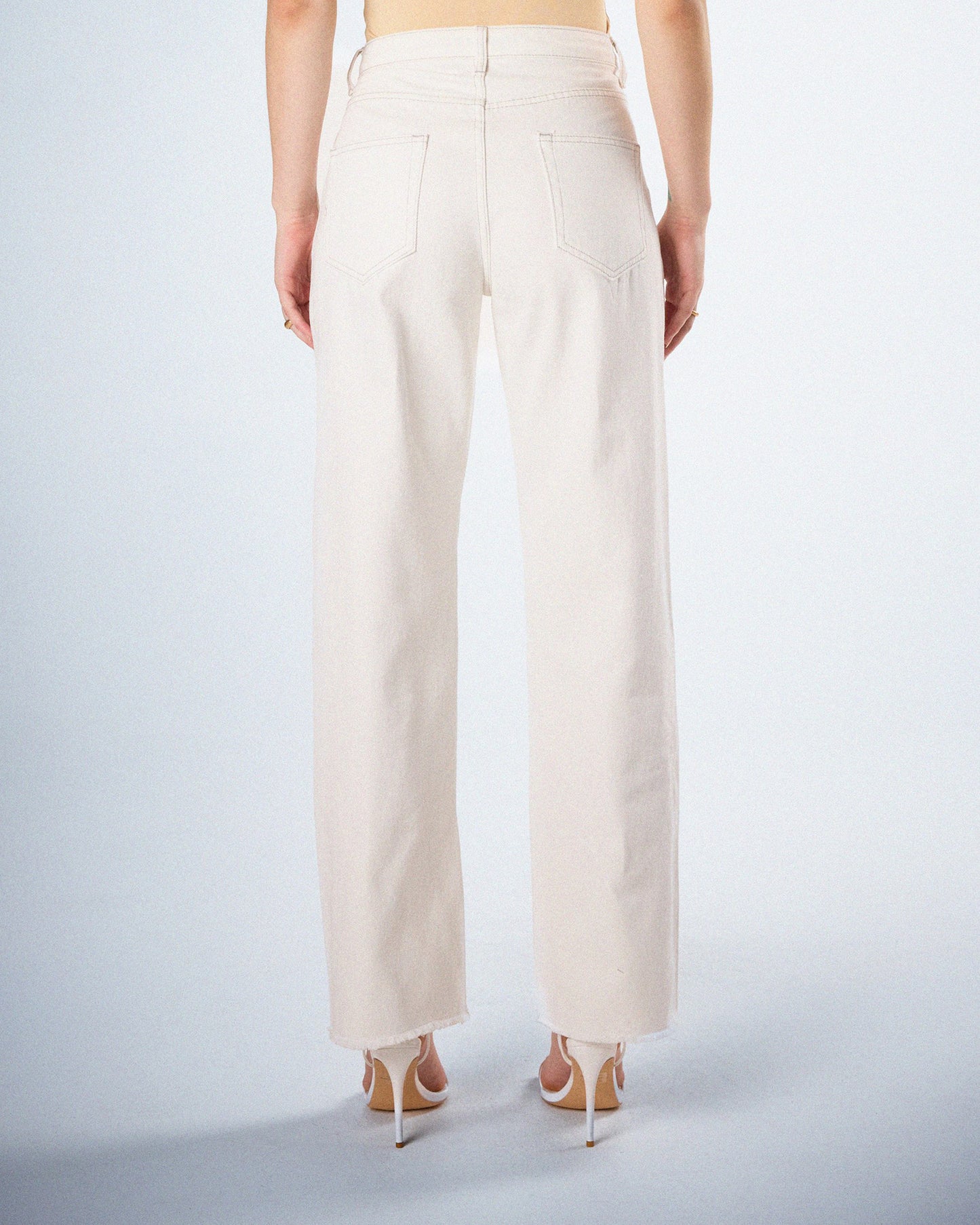 Saga White Frayed Denim Jean