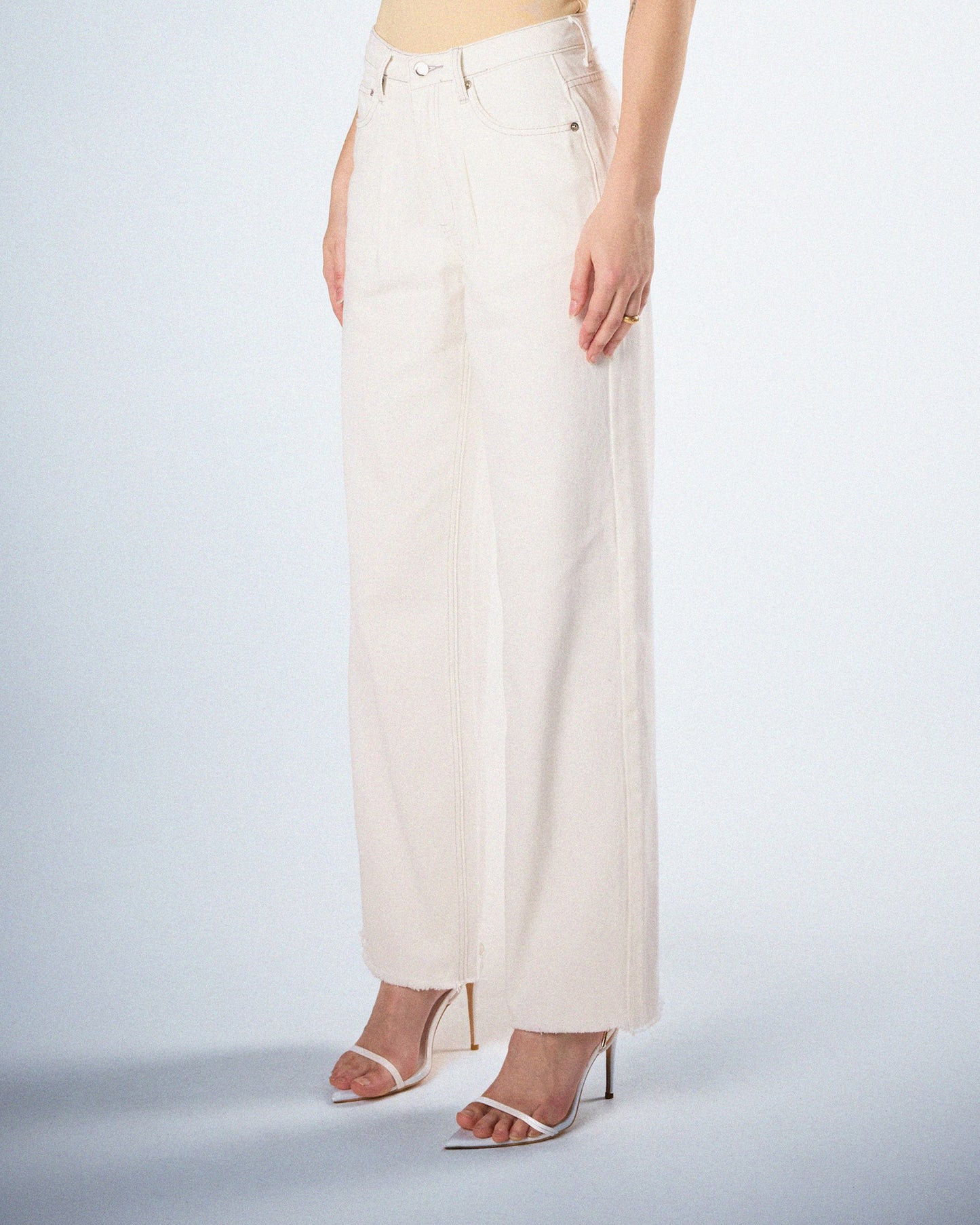 Saga White Frayed Denim Jean