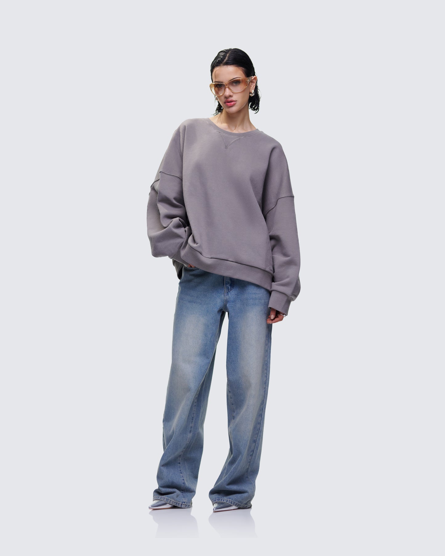 Salima Grey Oversized Sweater