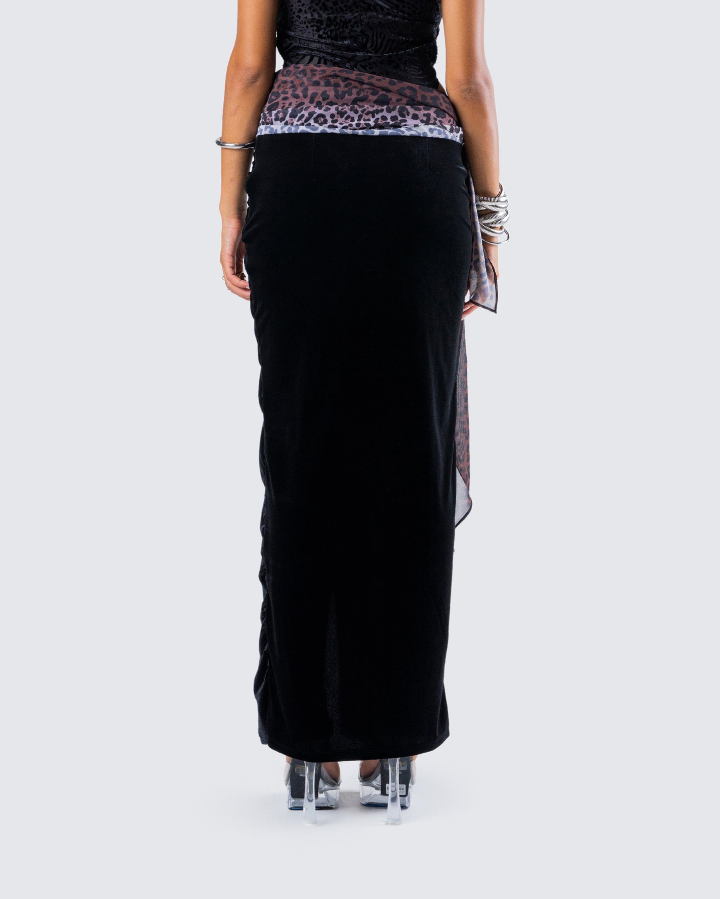 Samantha Black Velvet Maxi Skirt