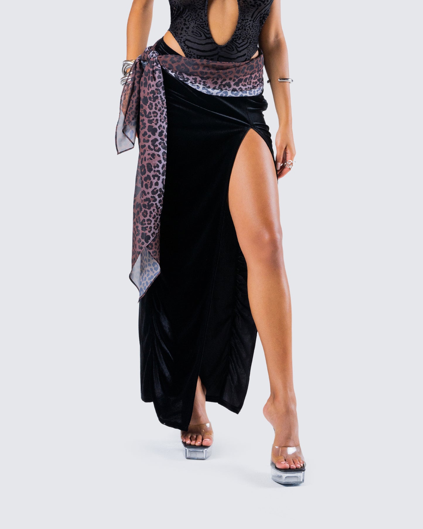 Samantha Black Velvet Maxi Skirt