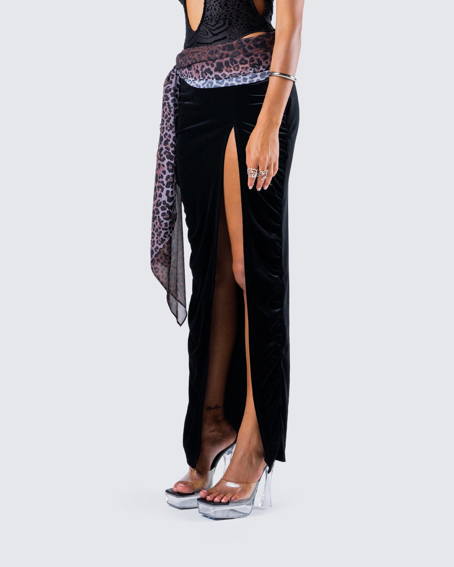 Samantha Black Velvet Maxi Skirt