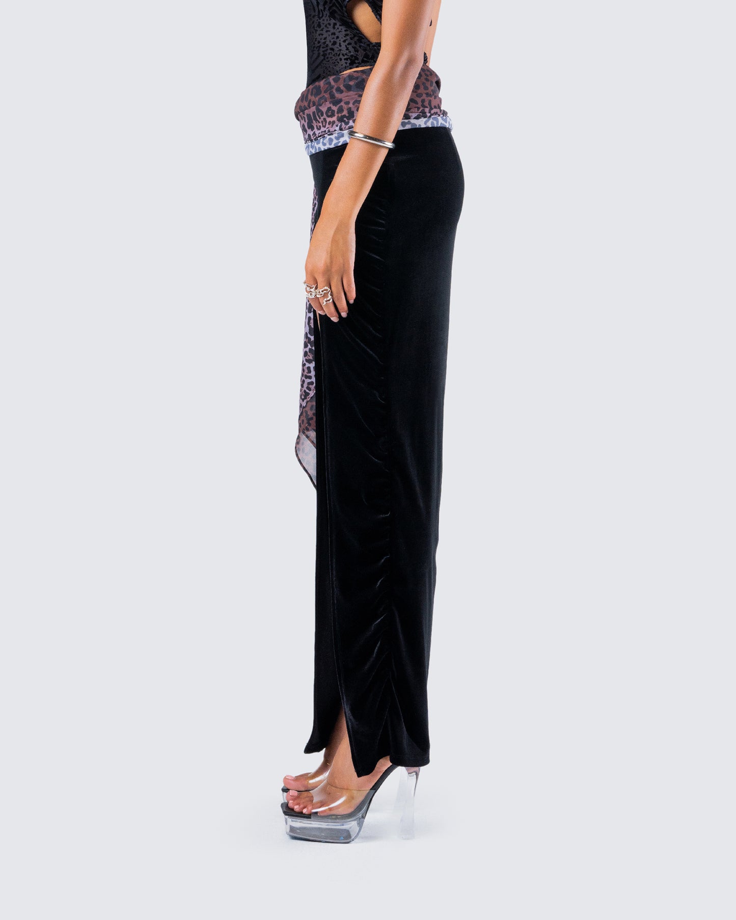 Samantha Black Velvet Maxi Skirt