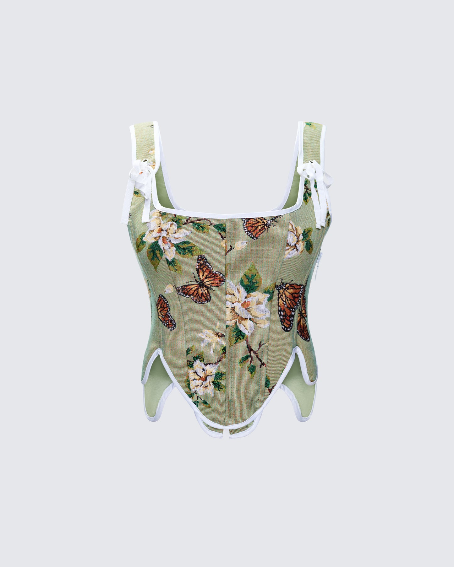 Samara Green Floral Jacquard Corset Top product front