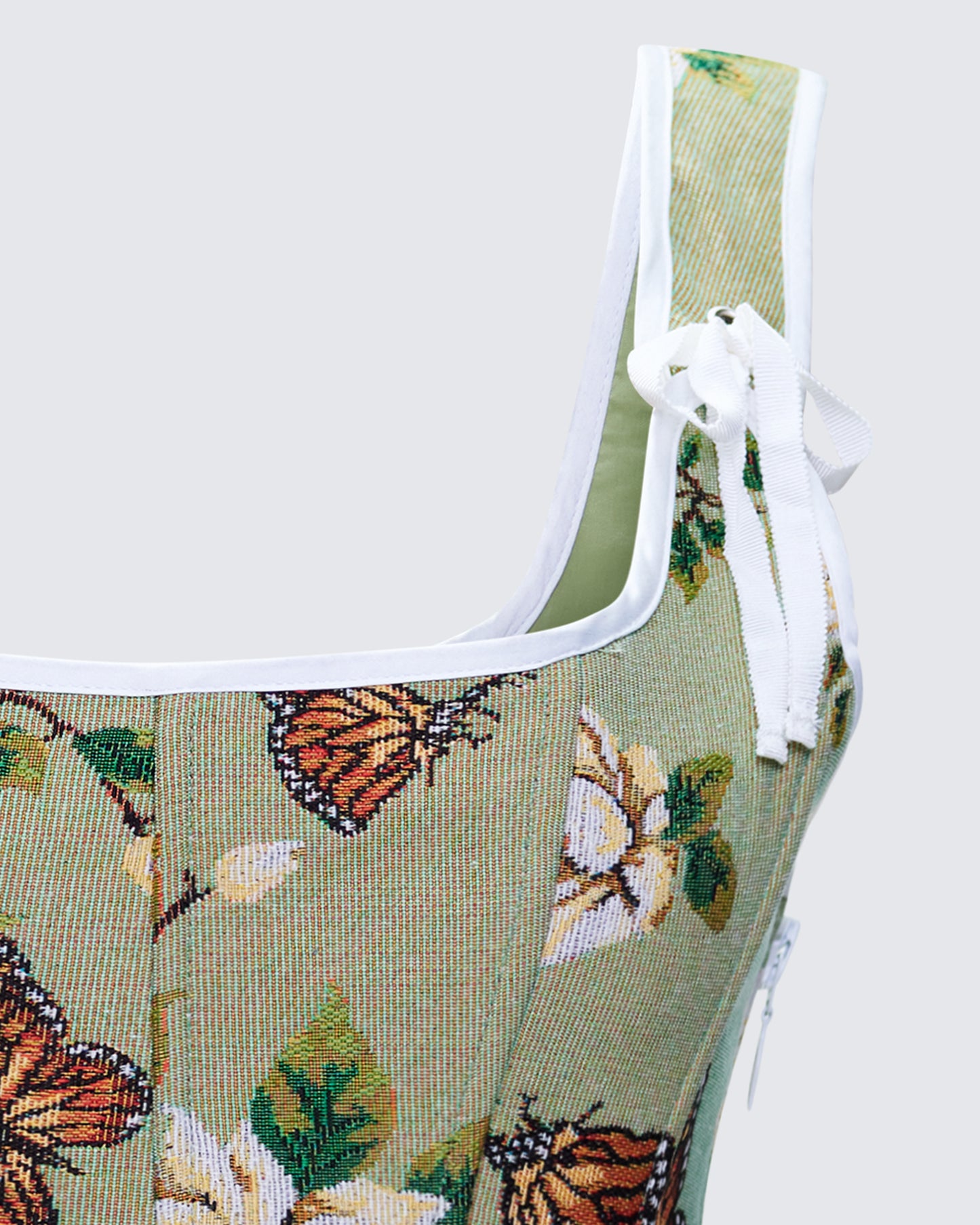 Samara Green Floral Jacquard Corset Top