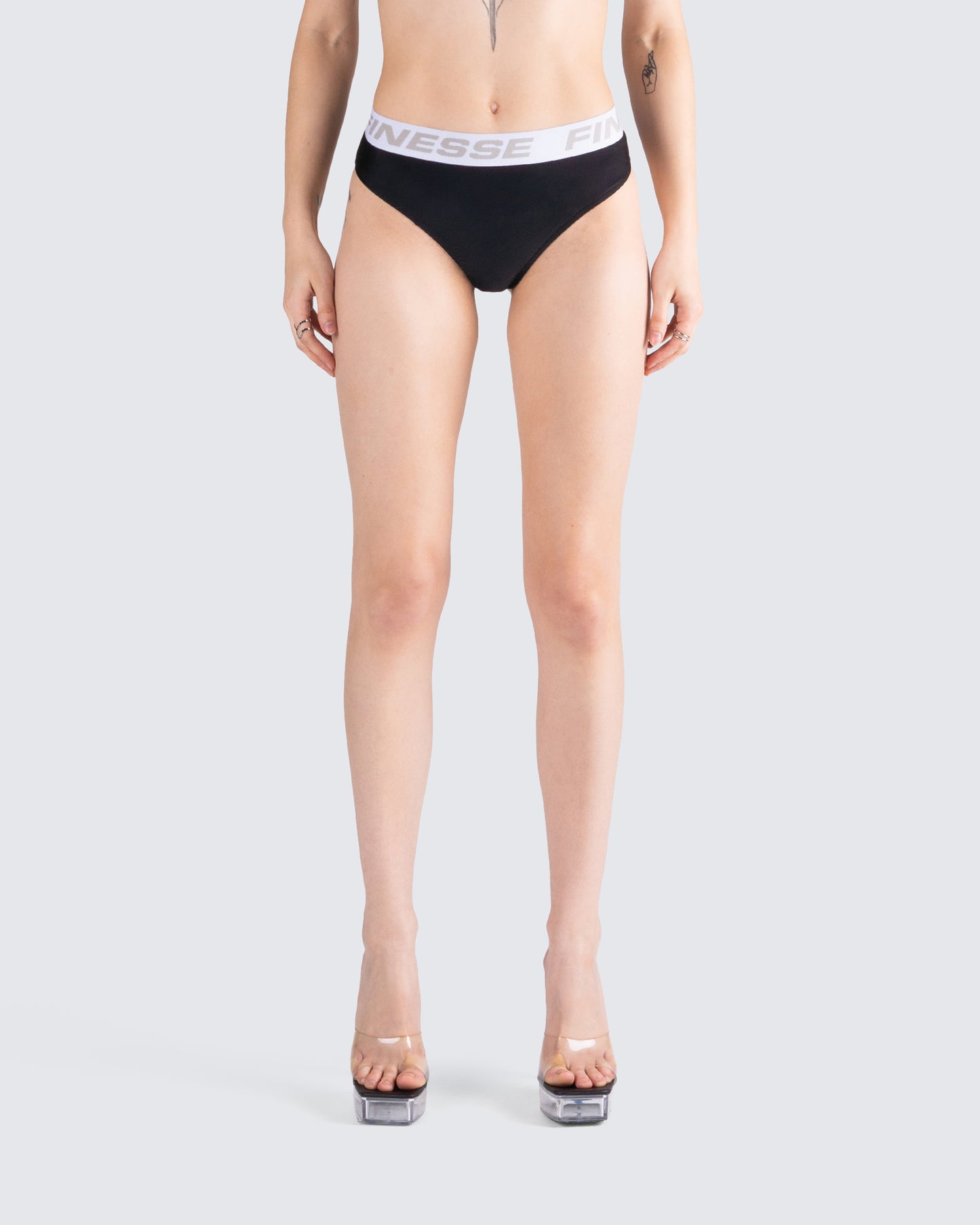 Samia Black Logo Panty model front
