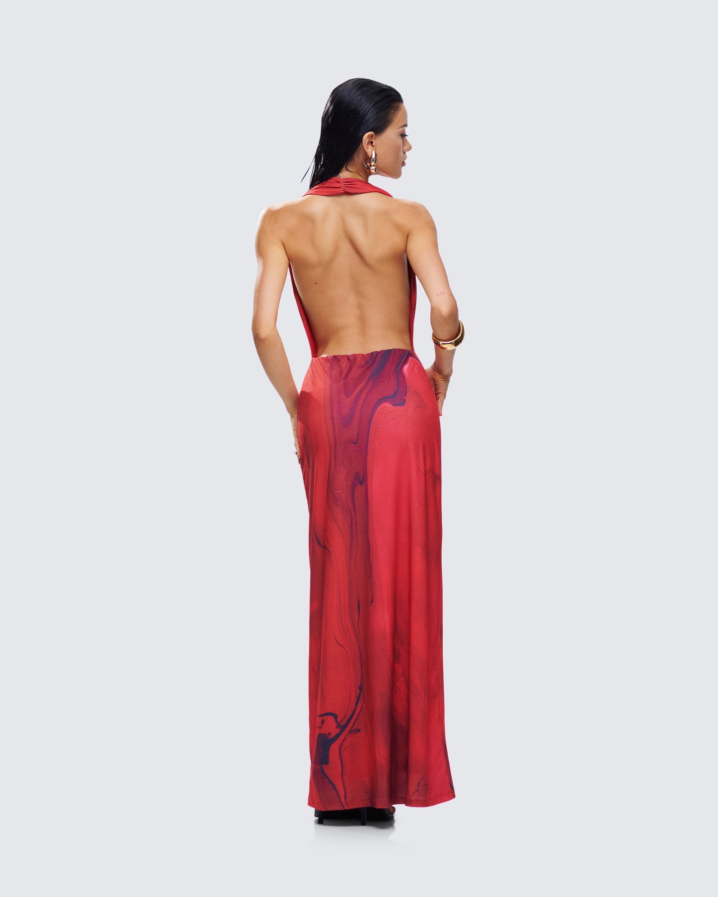 Sayla Red Abstract Print Maxi Dress