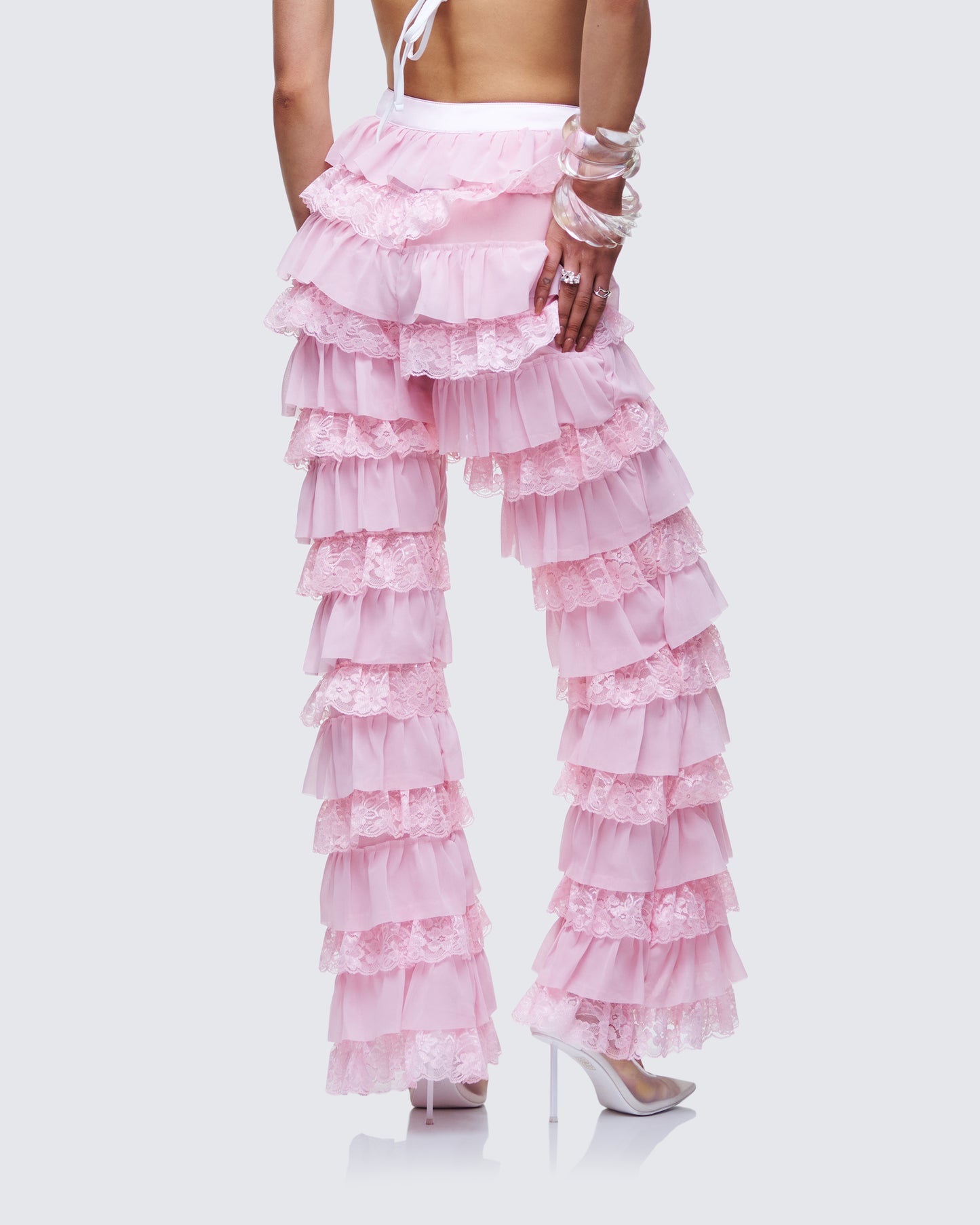 Senara Pink Ruffle Tier Pant